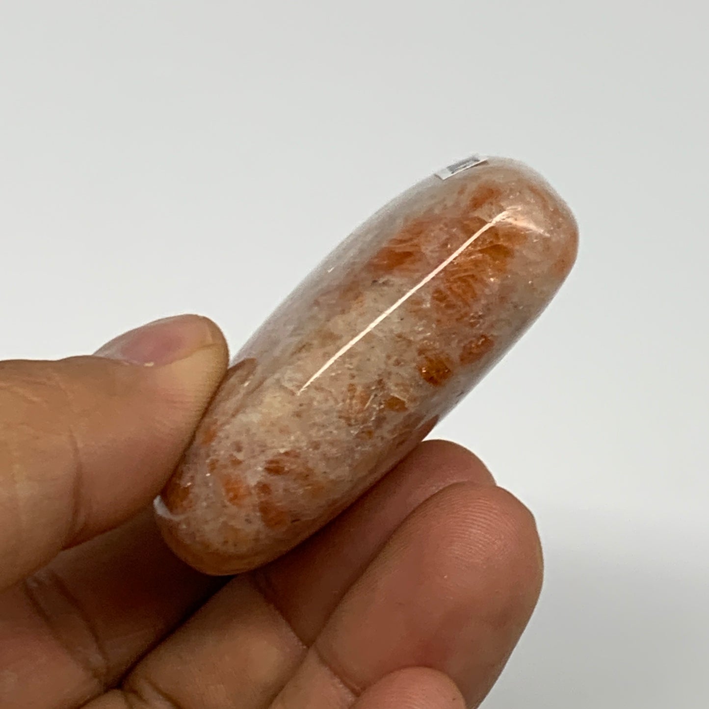 81g,2"x2.3"x0.8", Sunstone Heart Polished Healing Crystal @India, B28017