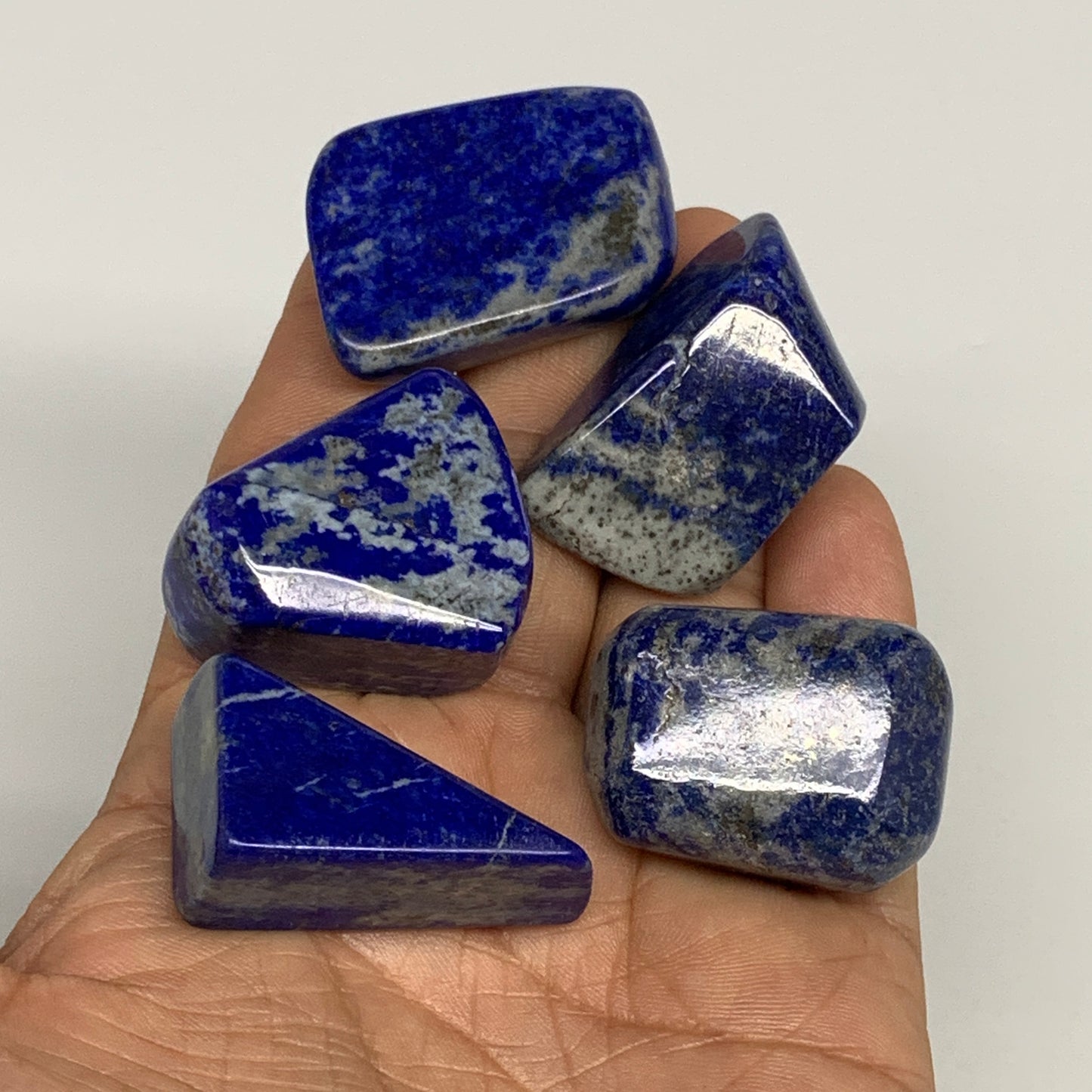 135.8g,1.2"-1.5", 5pcs, Natural Lapis Lazuli Tumbled Stone @Afghanistan, B30294