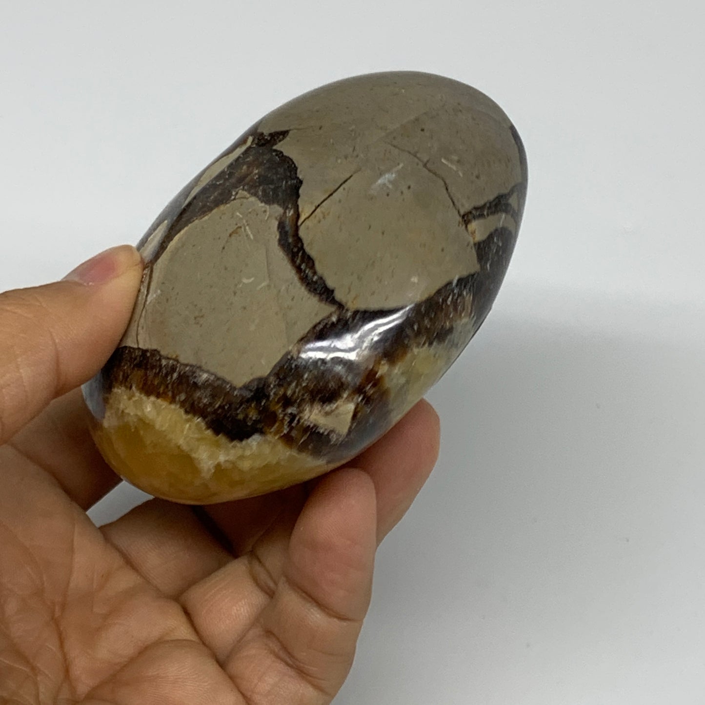 0.78 lbs, 3"x3.3"x1.6" Septarian Nodules Heart Polished Healing Crystal, B31018