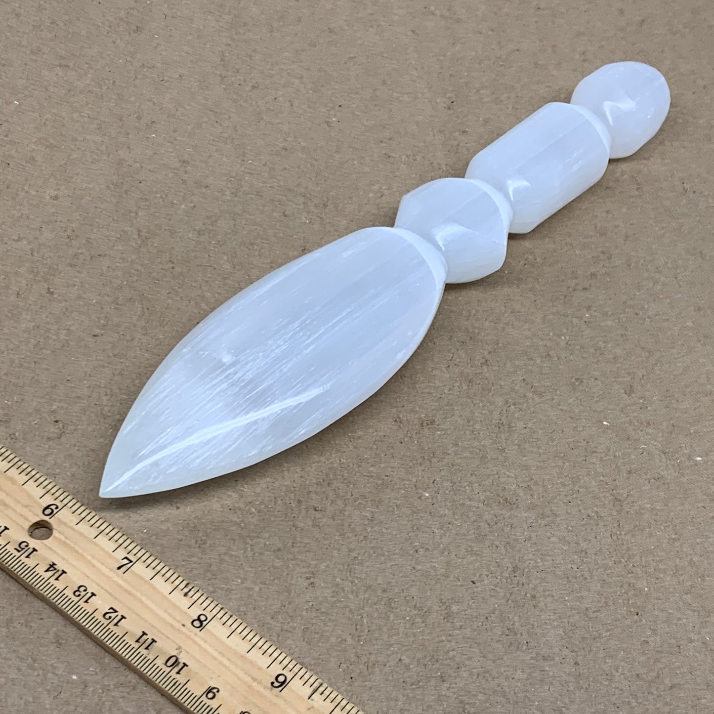 0.79 lbs, 9.75"x2"x1", Natural Selenite Crystal Dagger (Satin Spar), B36561
