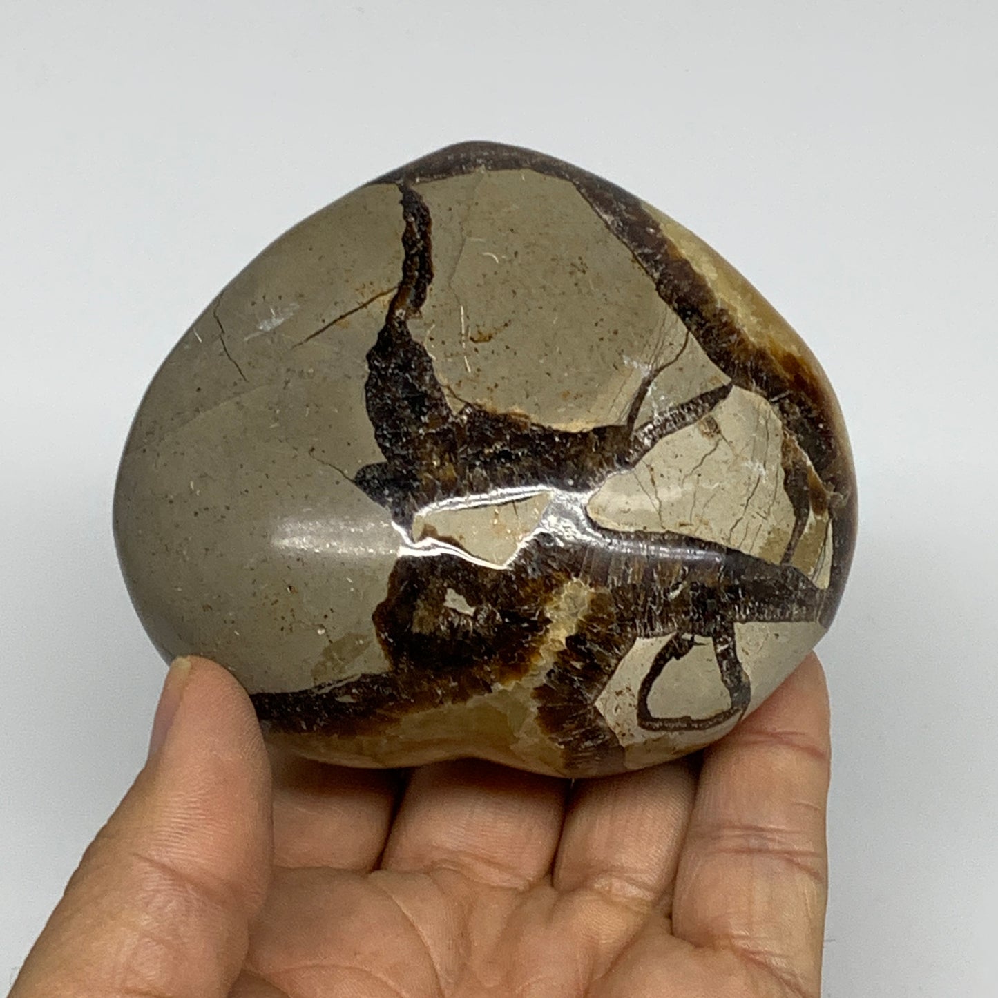 0.78 lbs, 3"x3.3"x1.6" Septarian Nodules Heart Polished Healing Crystal, B31018