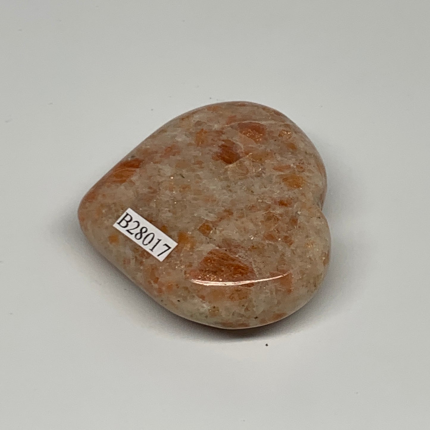 81g,2"x2.3"x0.8", Sunstone Heart Polished Healing Crystal @India, B28017