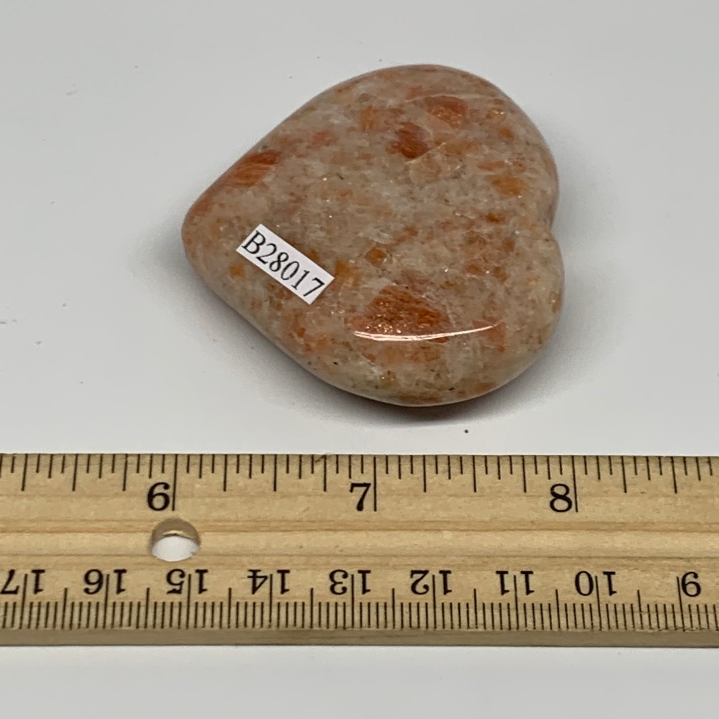 81g,2"x2.3"x0.8", Sunstone Heart Polished Healing Crystal @India, B28017