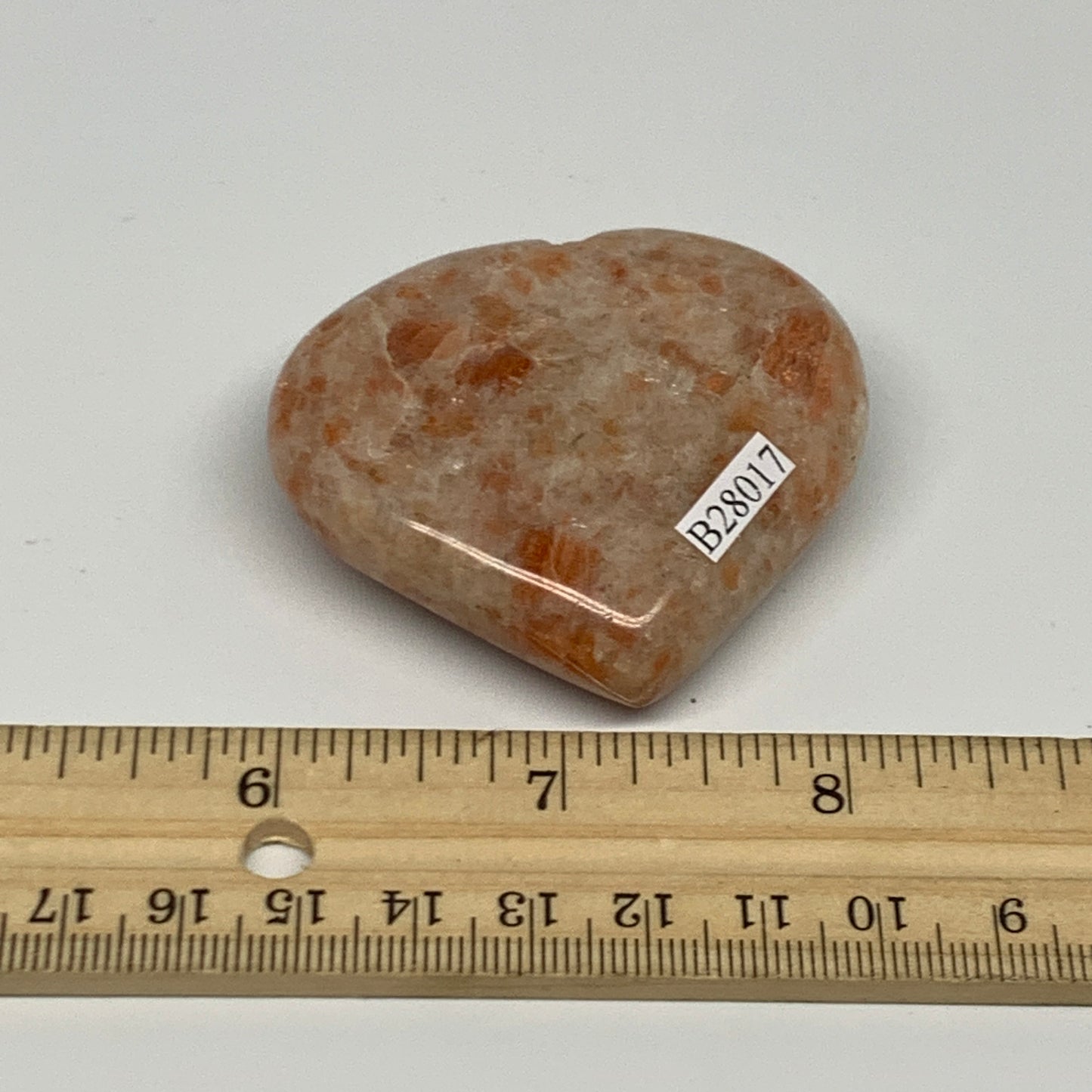 81g,2"x2.3"x0.8", Sunstone Heart Polished Healing Crystal @India, B28017