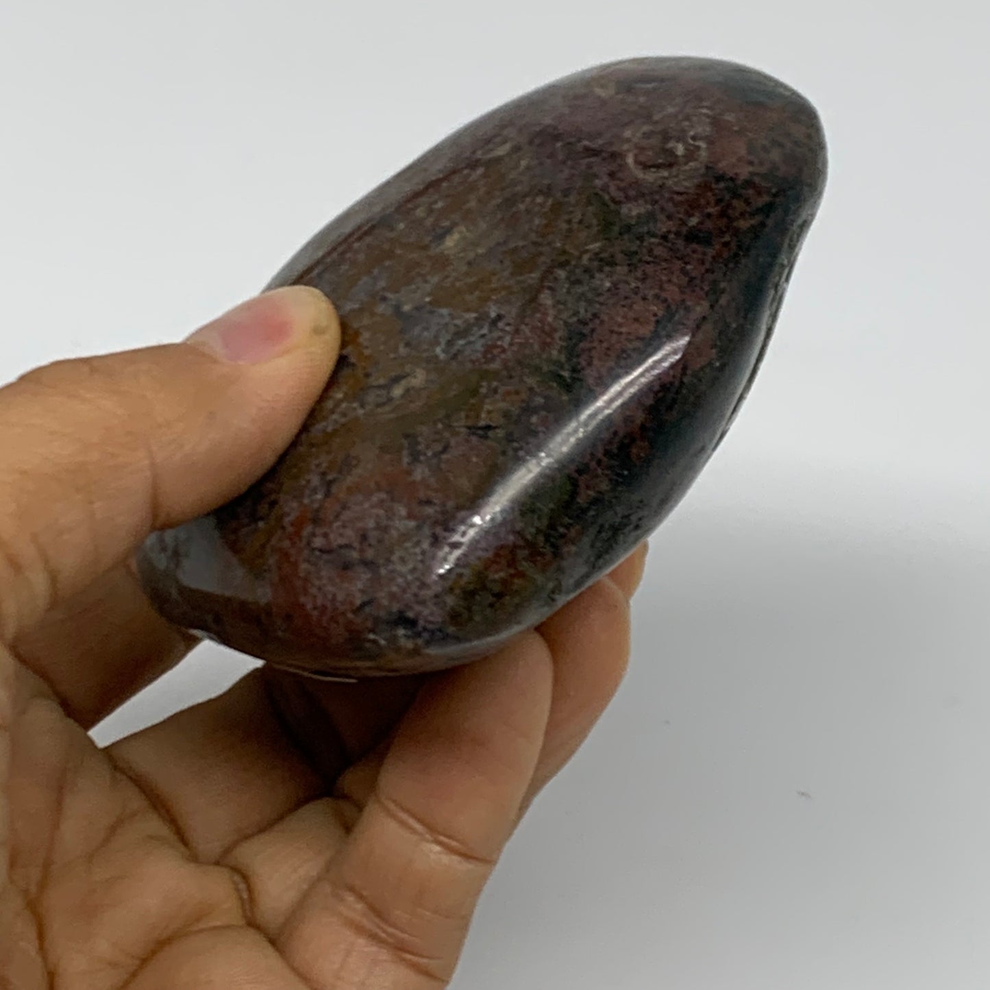 0.67 lbs, 3"x3.4"x1.5" Ocean Jasper Heart Polished Healing Crystal, B38351