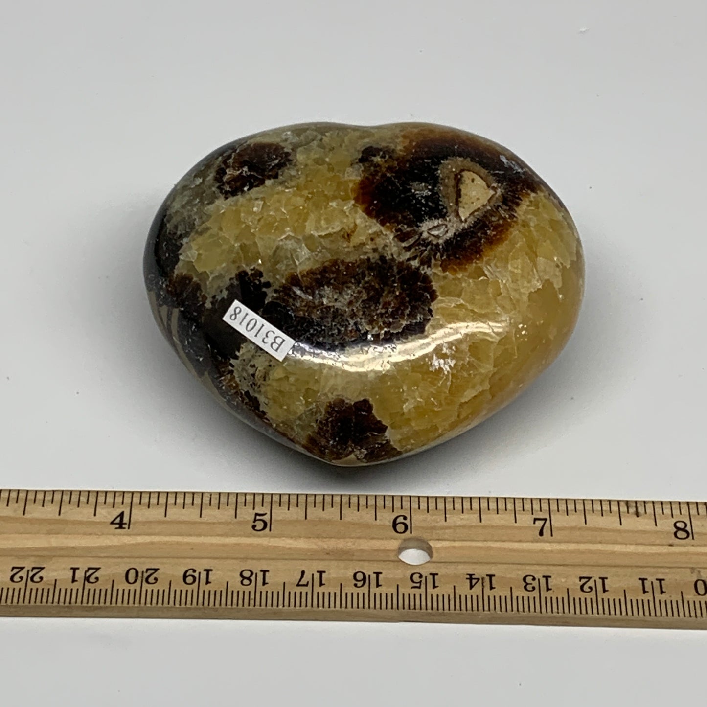 0.78 lbs, 3"x3.3"x1.6" Septarian Nodules Heart Polished Healing Crystal, B31018