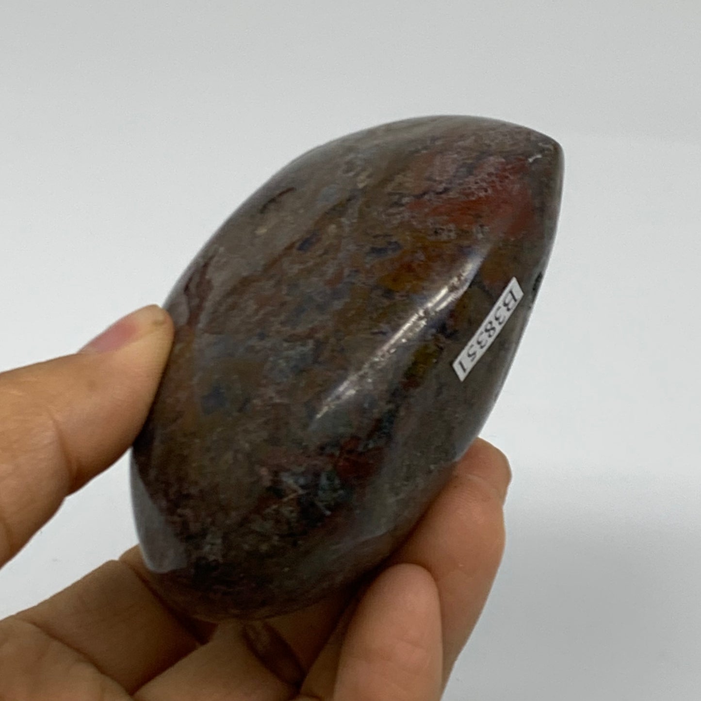 0.67 lbs, 3"x3.4"x1.5" Ocean Jasper Heart Polished Healing Crystal, B38351