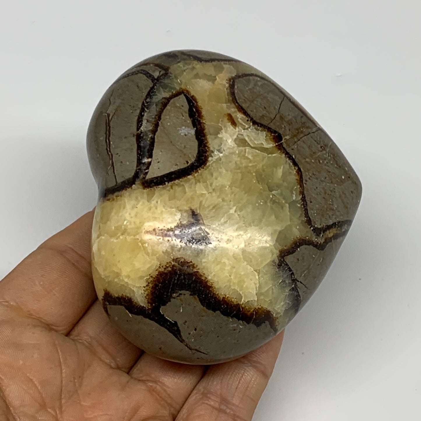 0.68 lbs, 2.7"x3.2"x1.6" Septarian Nodules Heart Polished Healing Crystal, B3101