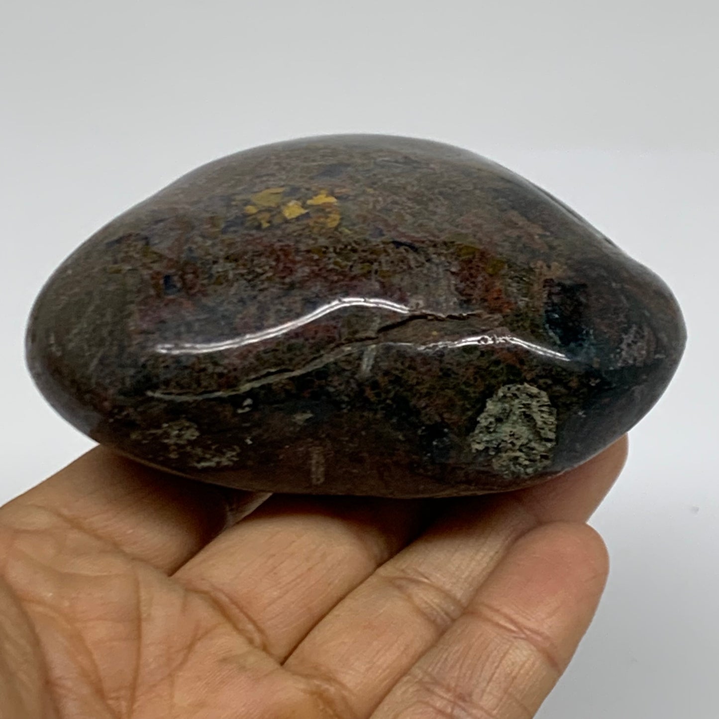 0.67 lbs, 3"x3.4"x1.5" Ocean Jasper Heart Polished Healing Crystal, B38351