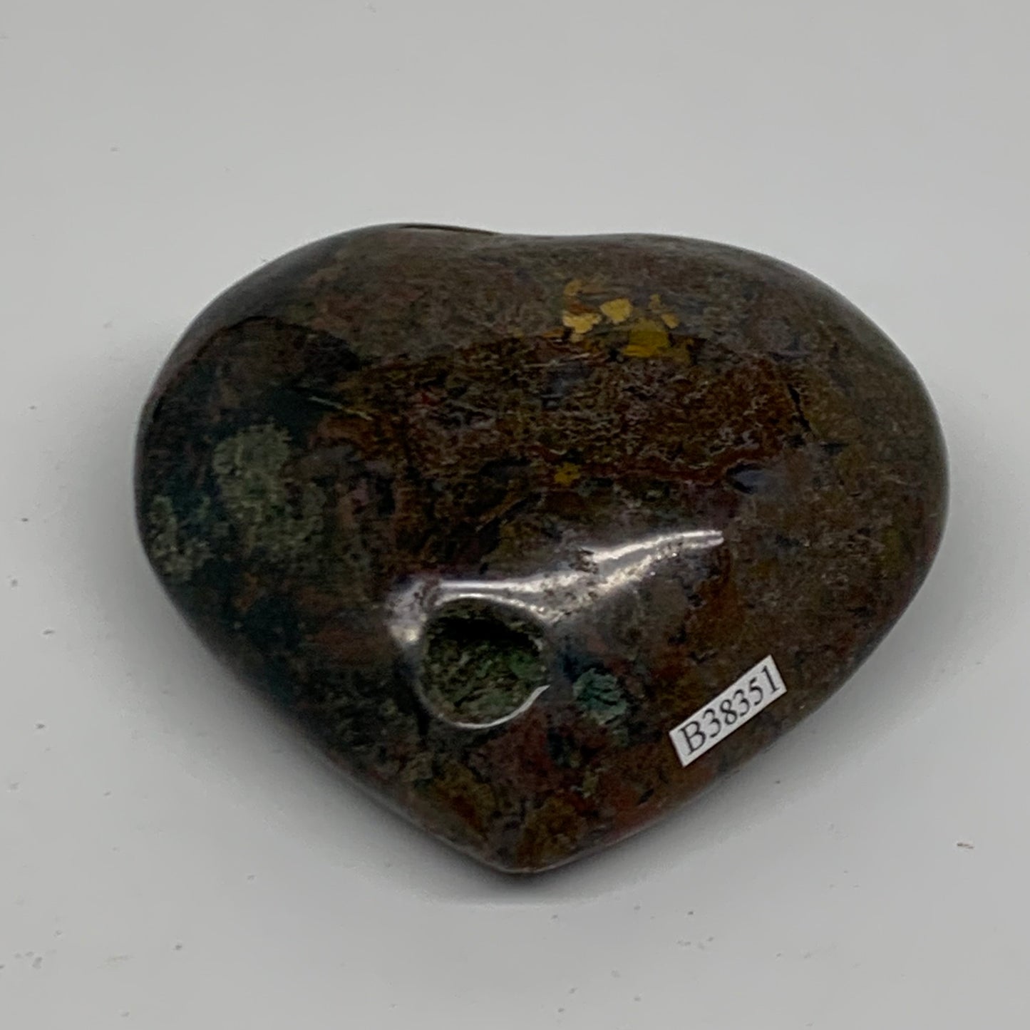0.67 lbs, 3"x3.4"x1.5" Ocean Jasper Heart Polished Healing Crystal, B38351