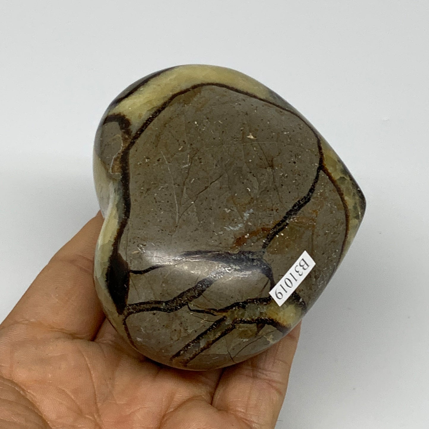 0.68 lbs, 2.7"x3.2"x1.6" Septarian Nodules Heart Polished Healing Crystal, B3101