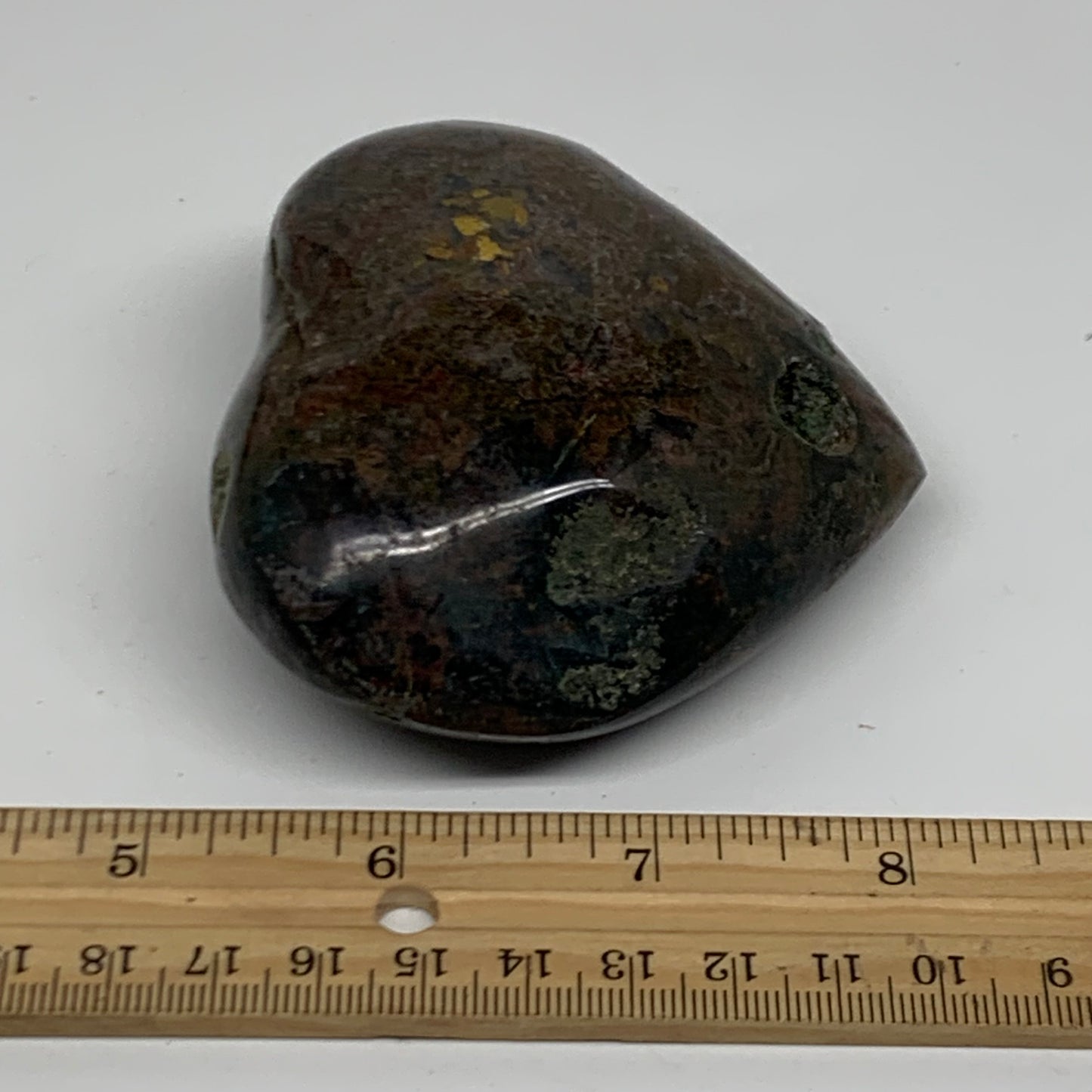 0.67 lbs, 3"x3.4"x1.5" Ocean Jasper Heart Polished Healing Crystal, B38351