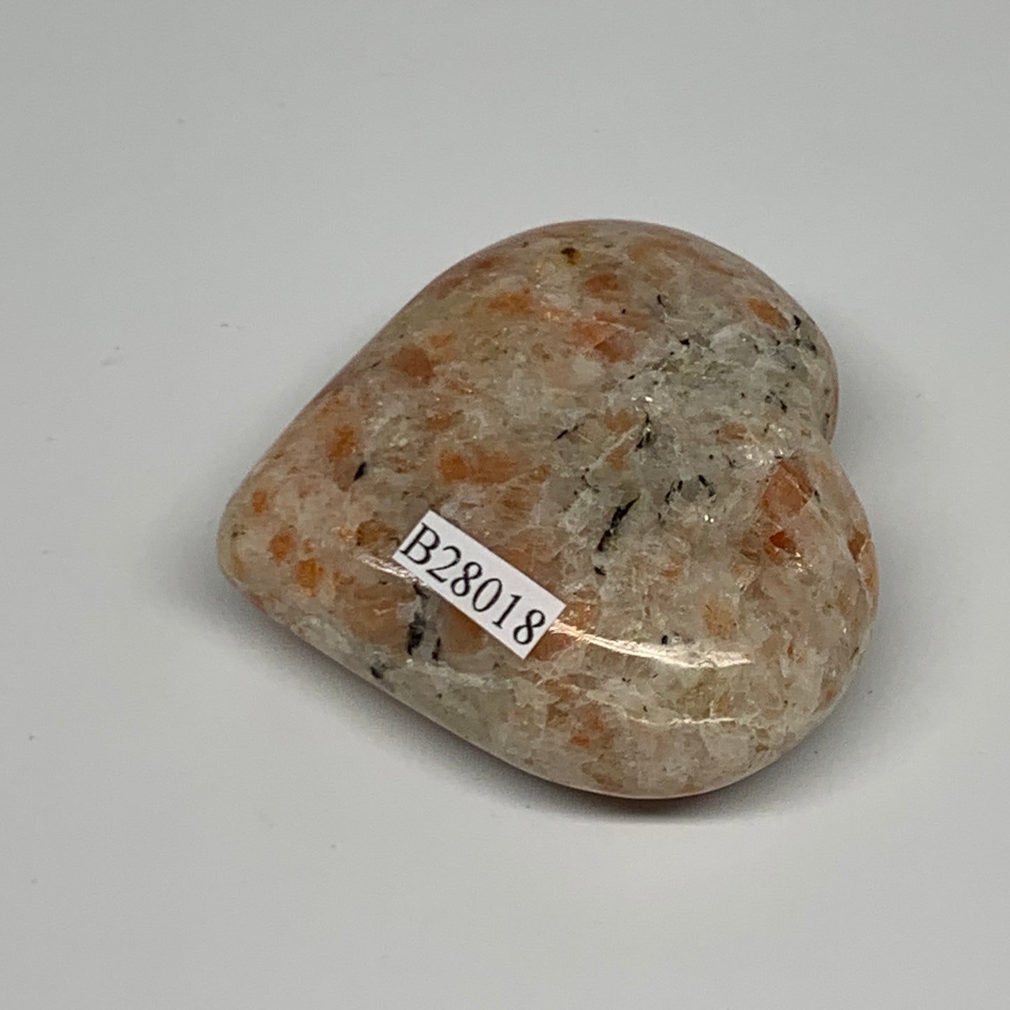 83.7g,2.1"x2.2"x0.8", Sunstone Heart Polished Healing Crystal @India, B28018