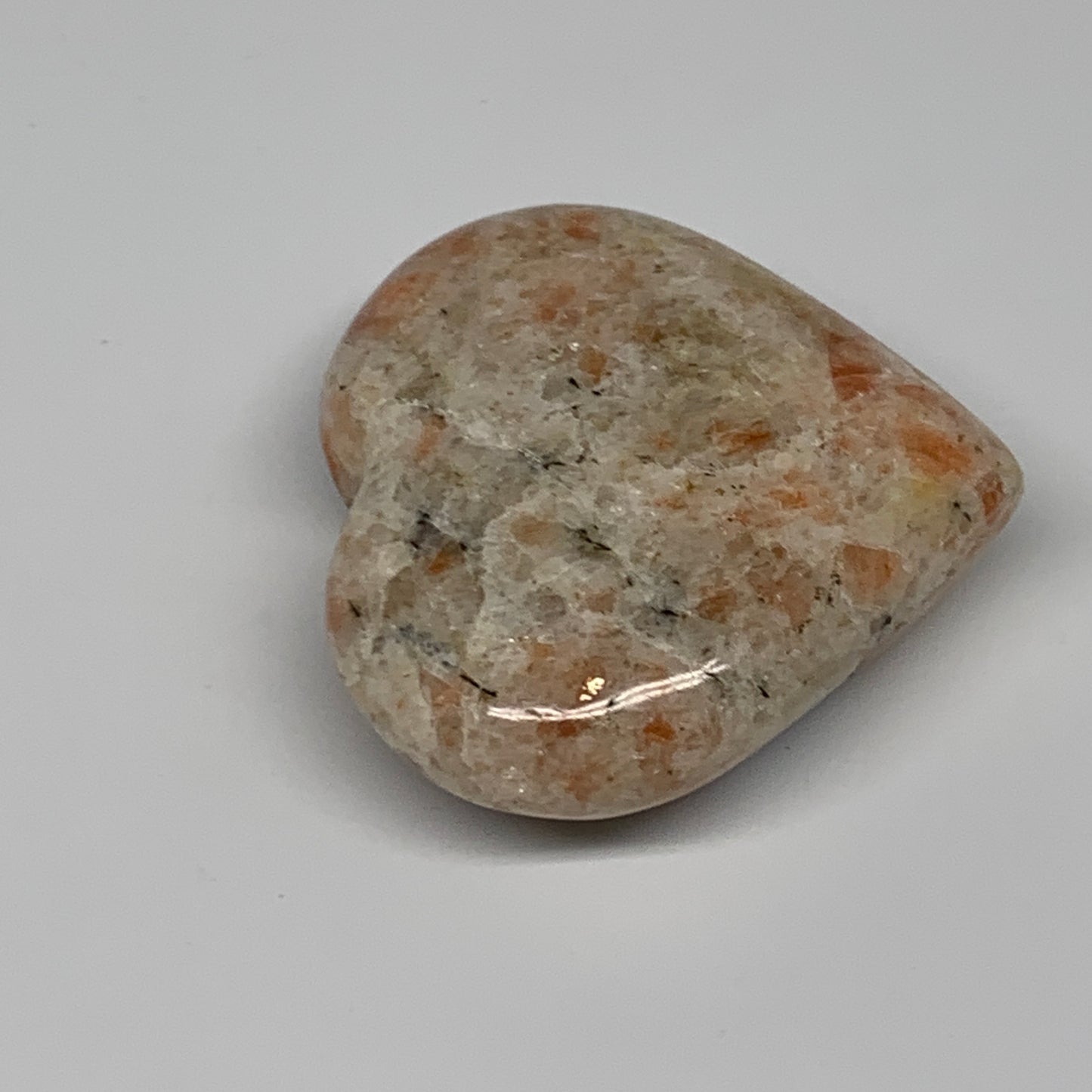 83.7g,2.1"x2.2"x0.8", Sunstone Heart Polished Healing Crystal @India, B28018