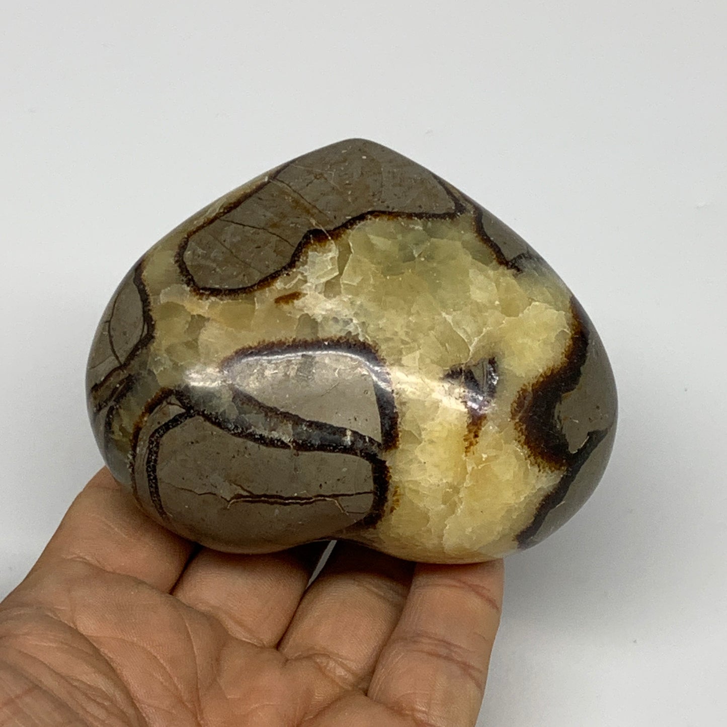 0.68 lbs, 2.7"x3.2"x1.6" Septarian Nodules Heart Polished Healing Crystal, B3101