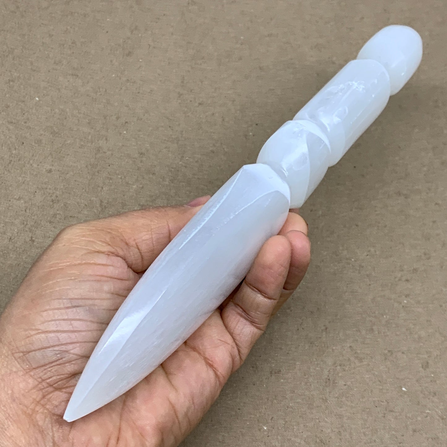 0.73 lbs, 9.75"x2"x1", Natural Selenite Crystal Dagger (Satin Spar), B36563