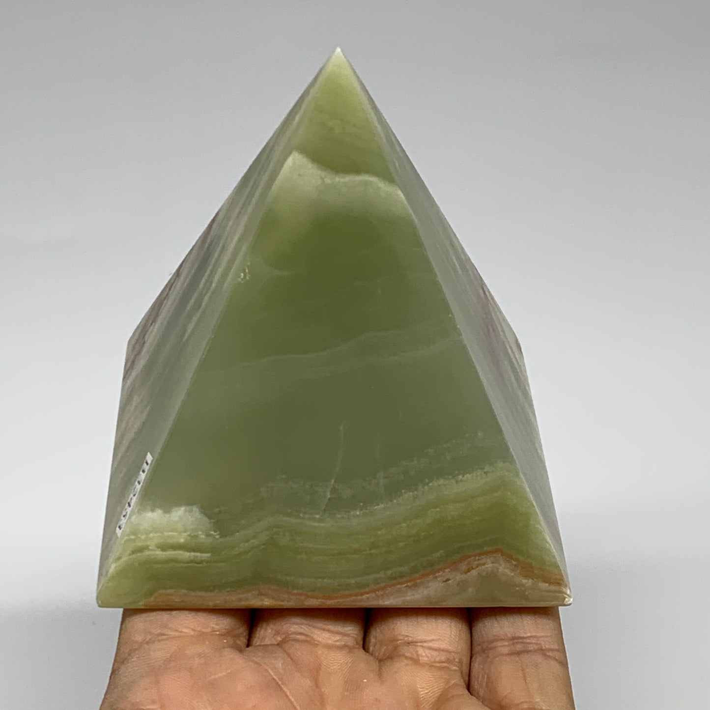 0.94 lbs, 3"x2.9"x2.9", Green Onyx Pyramid Gemstone Crystal, B32453
