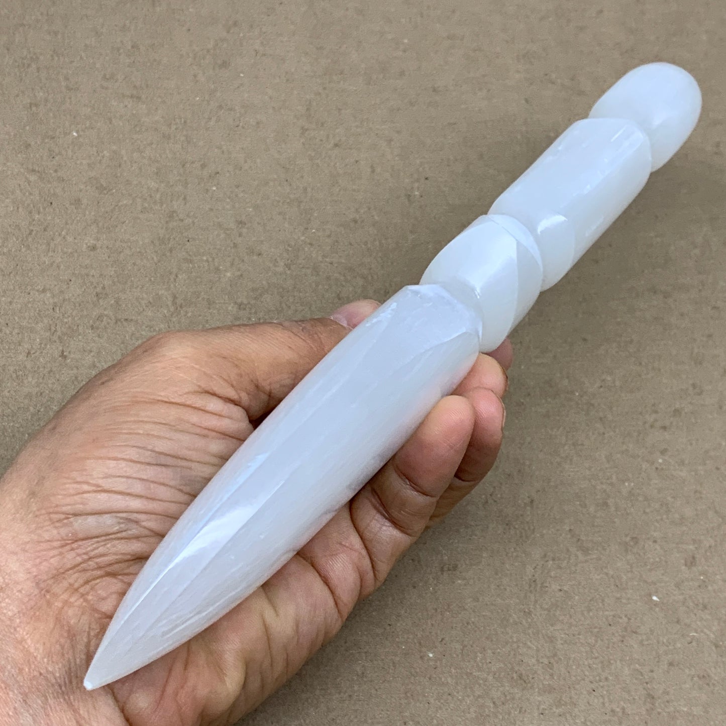 0.73 lbs, 9.75"x2"x1", Natural Selenite Crystal Dagger (Satin Spar), B36563