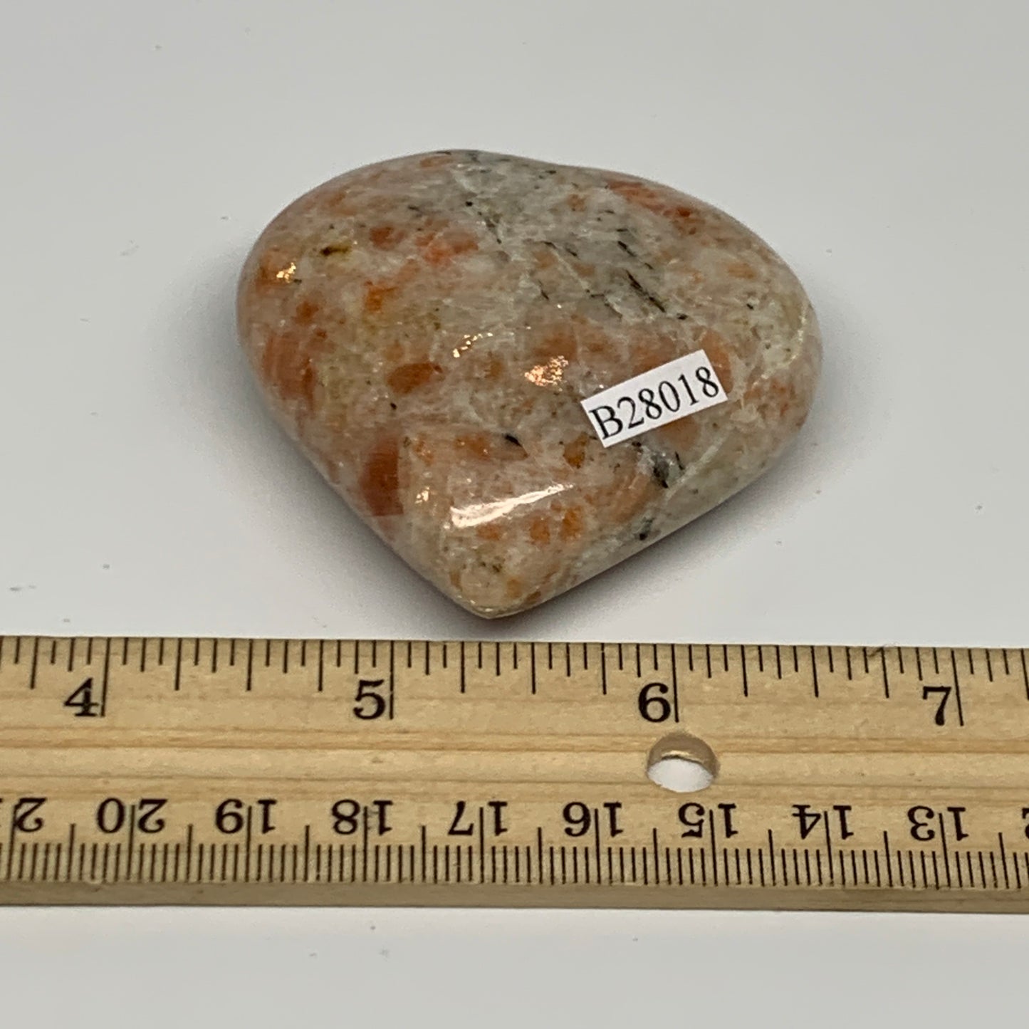 83.7g,2.1"x2.2"x0.8", Sunstone Heart Polished Healing Crystal @India, B28018