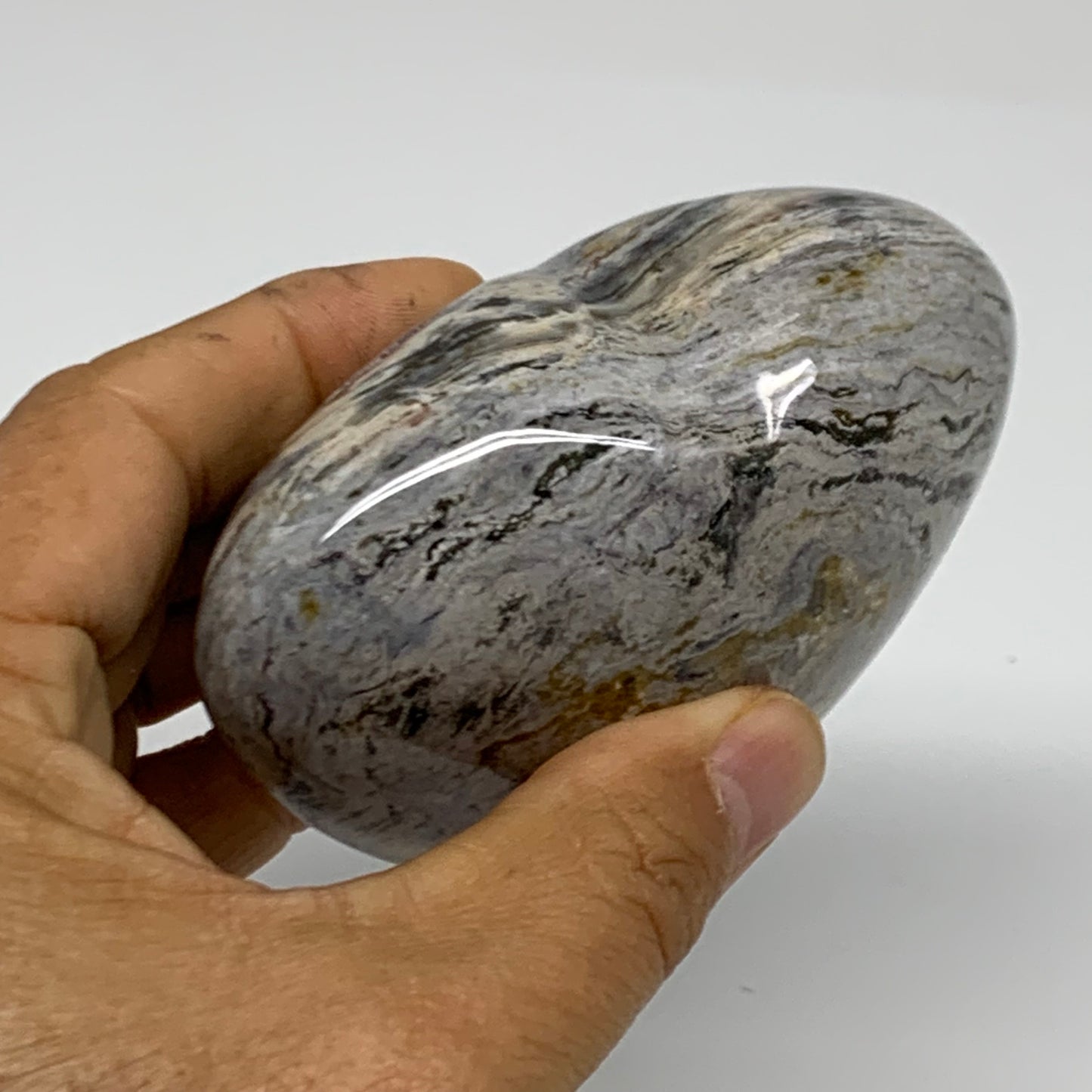 0.74 lbs, 3"x3.5"x1.7" Ocean Jasper Heart Polished Healing Crystal, B38352