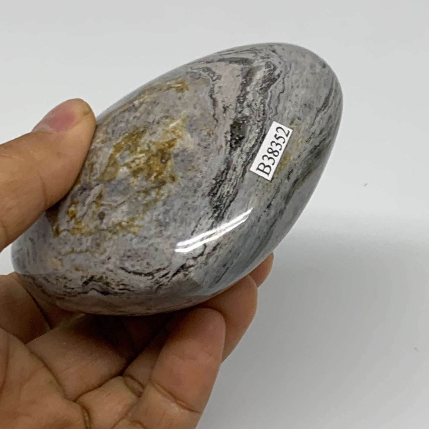 0.74 lbs, 3"x3.5"x1.7" Ocean Jasper Heart Polished Healing Crystal, B38352