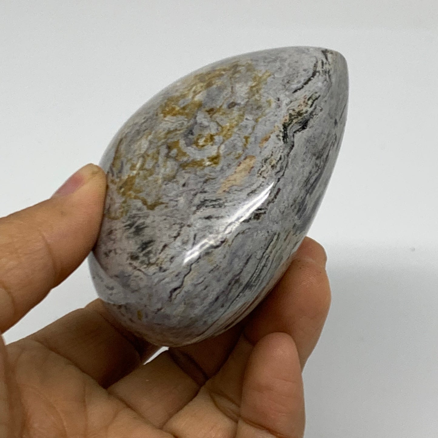 0.74 lbs, 3"x3.5"x1.7" Ocean Jasper Heart Polished Healing Crystal, B38352