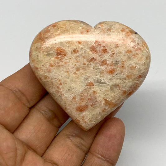 96.4g,2.1"x2.3"x0.9", Sunstone Heart Polished Healing Crystal @India, B28019