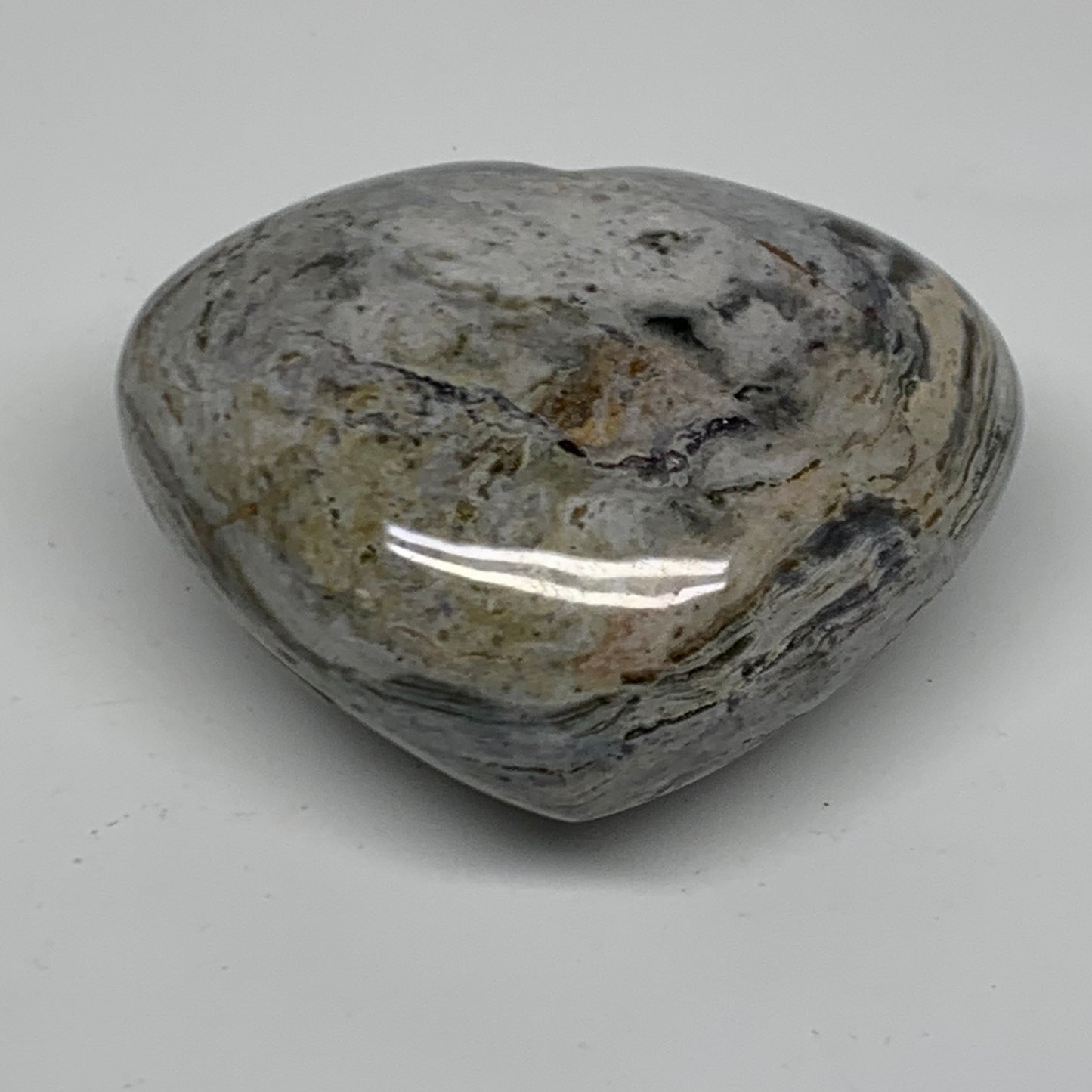 0.74 lbs, 3"x3.5"x1.7" Ocean Jasper Heart Polished Healing Crystal, B38352