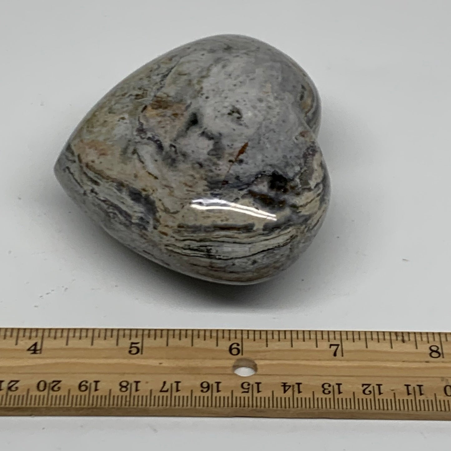 0.74 lbs, 3"x3.5"x1.7" Ocean Jasper Heart Polished Healing Crystal, B38352