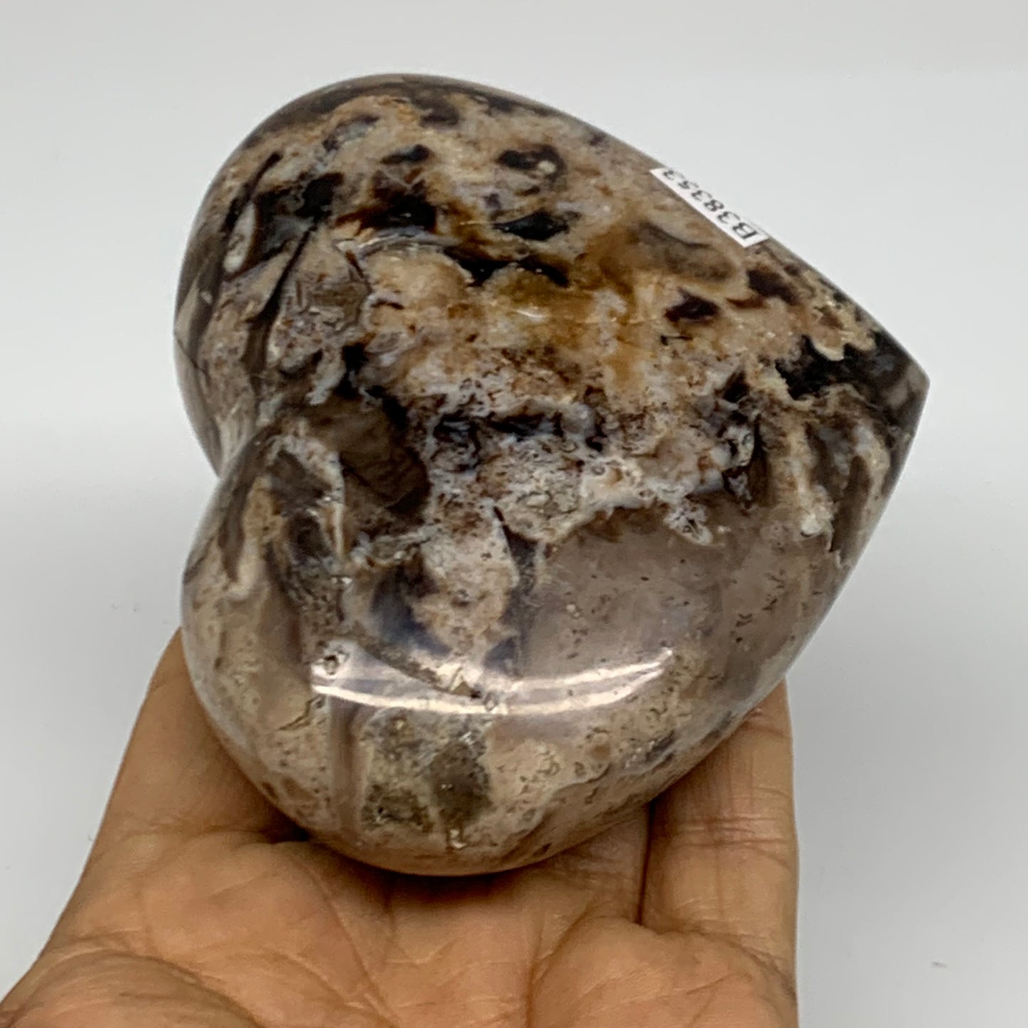 0.69 lbs, 3.2"x3.9"x1.5" Ocean Jasper Heart Polished Healing Crystal, B38353