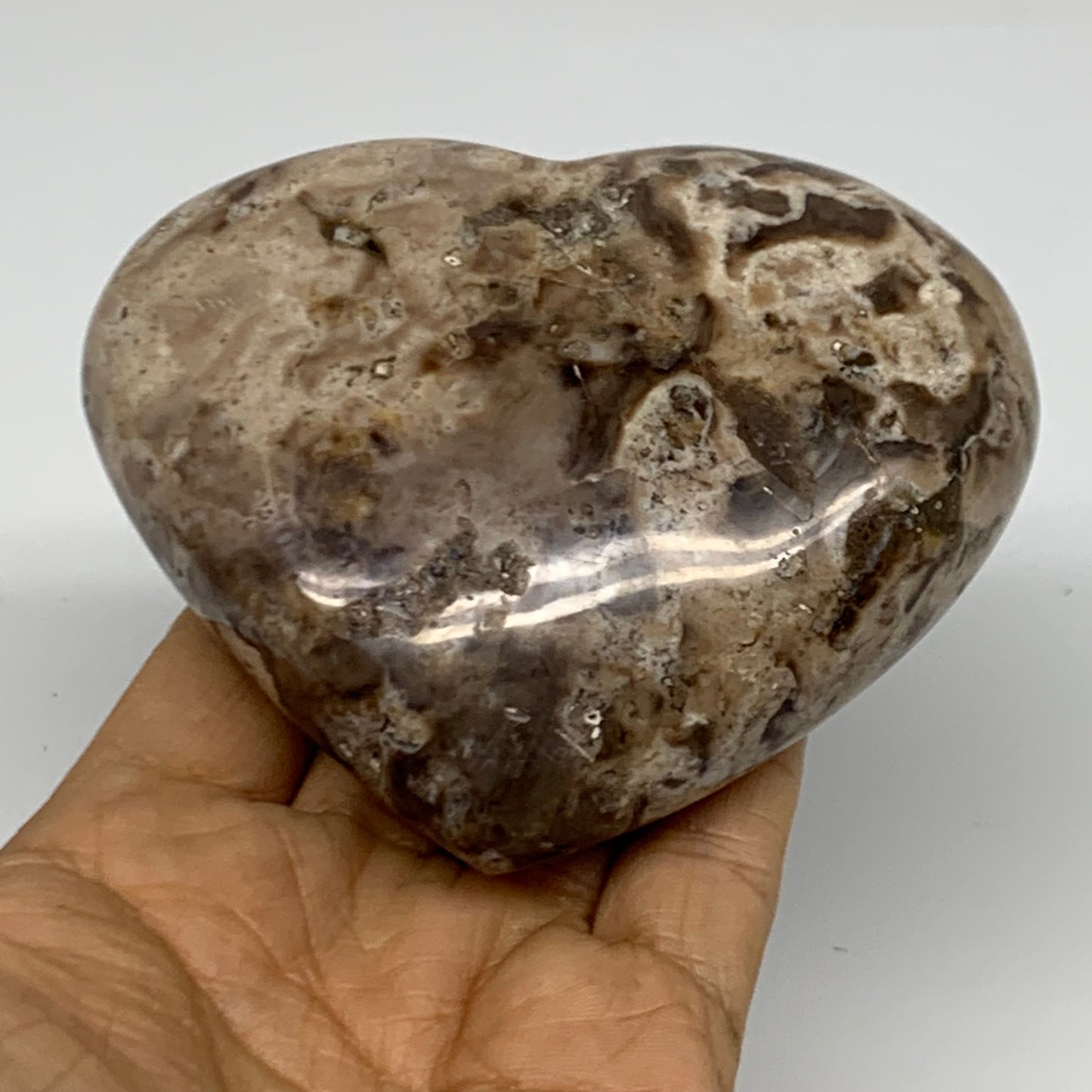 0.69 lbs, 3.2"x3.9"x1.5" Ocean Jasper Heart Polished Healing Crystal, B38353