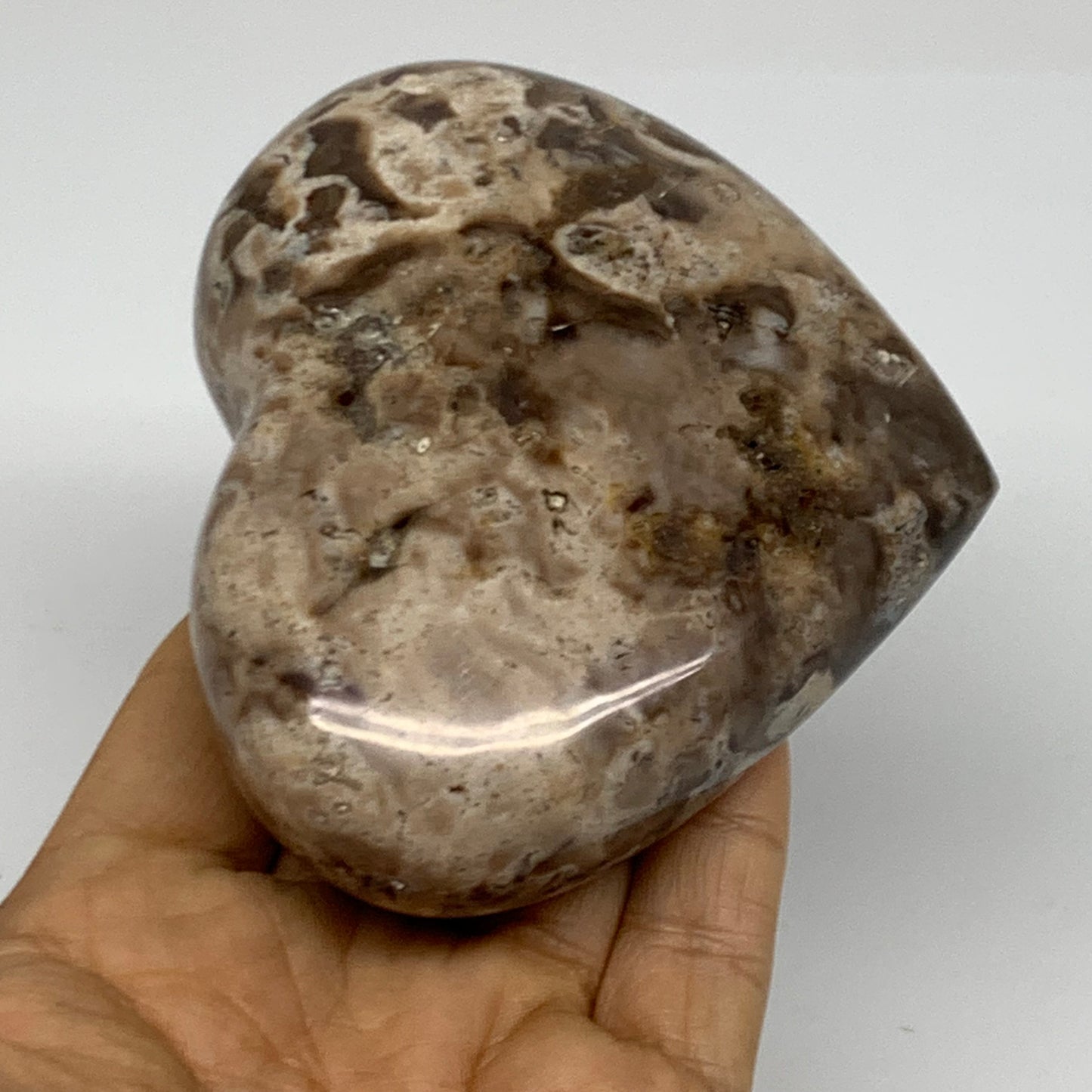 0.69 lbs, 3.2"x3.9"x1.5" Ocean Jasper Heart Polished Healing Crystal, B38353