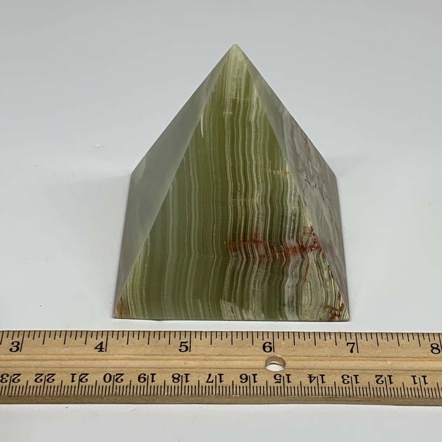 0.94 lbs, 3"x2.9"x2.9", Green Onyx Pyramid Gemstone Crystal, B32453