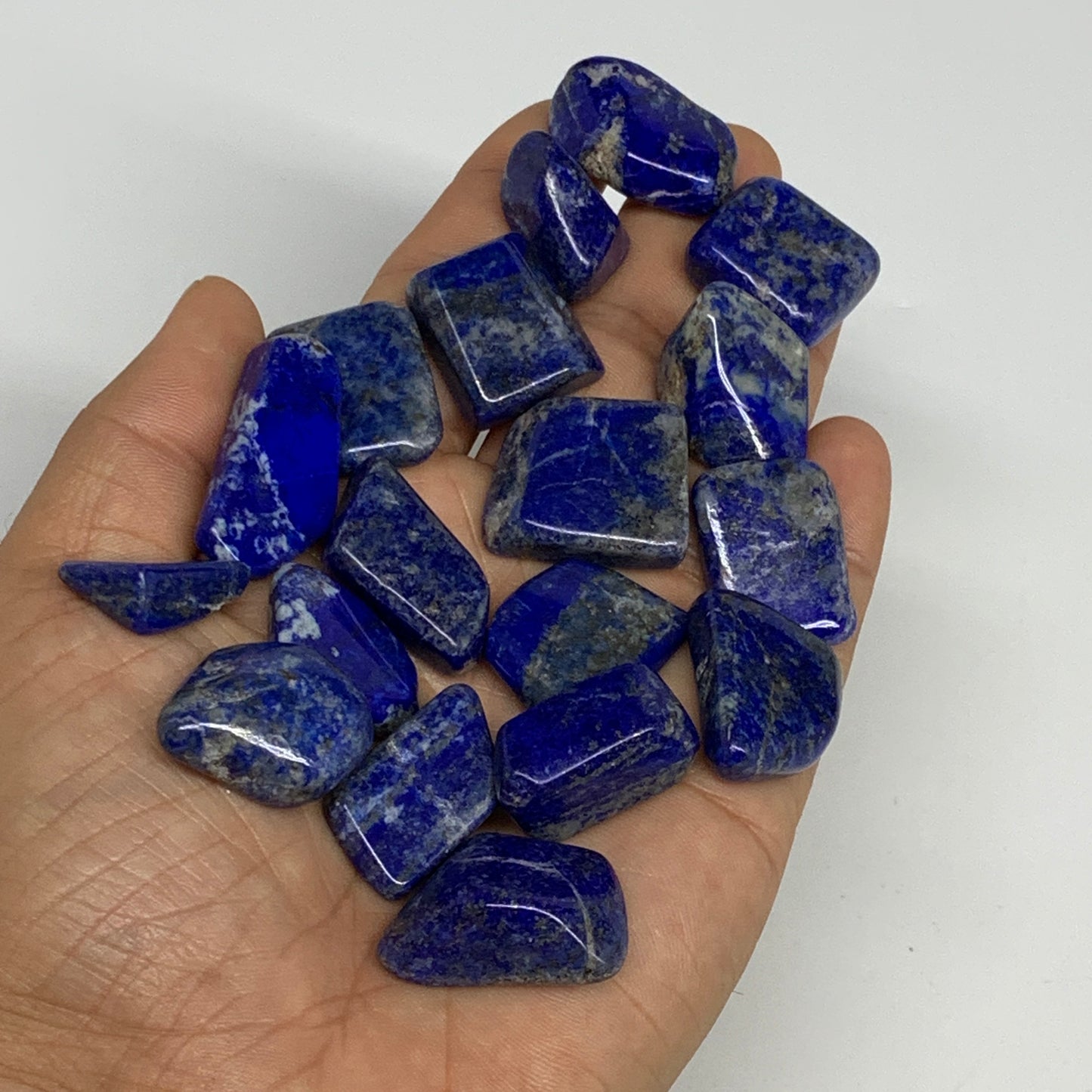 128.4g,0.7"-1.2", 18pcs, Natural Lapis Lazuli Tumbled Stone @Afghanistan, B30297