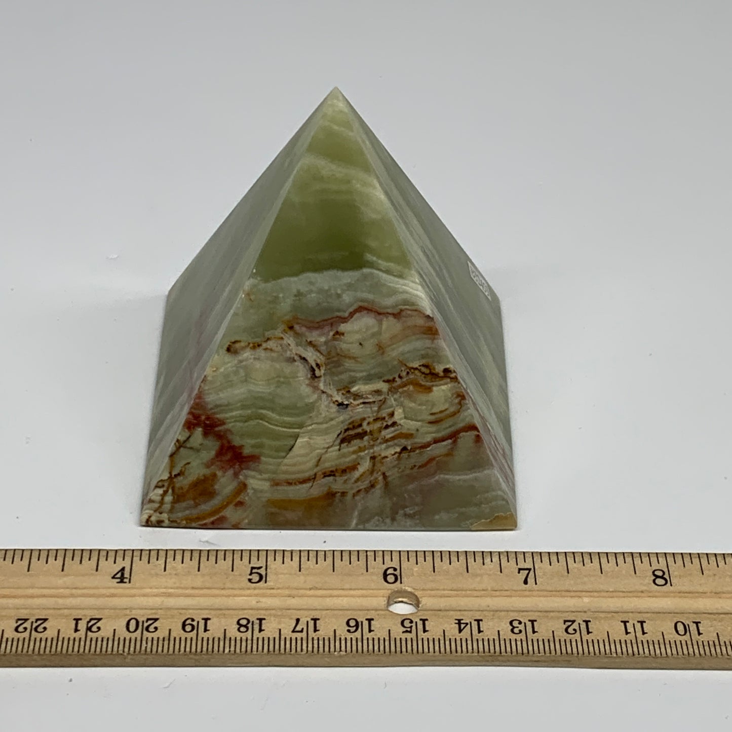 0.94 lbs, 3"x2.9"x2.9", Green Onyx Pyramid Gemstone Crystal, B32453