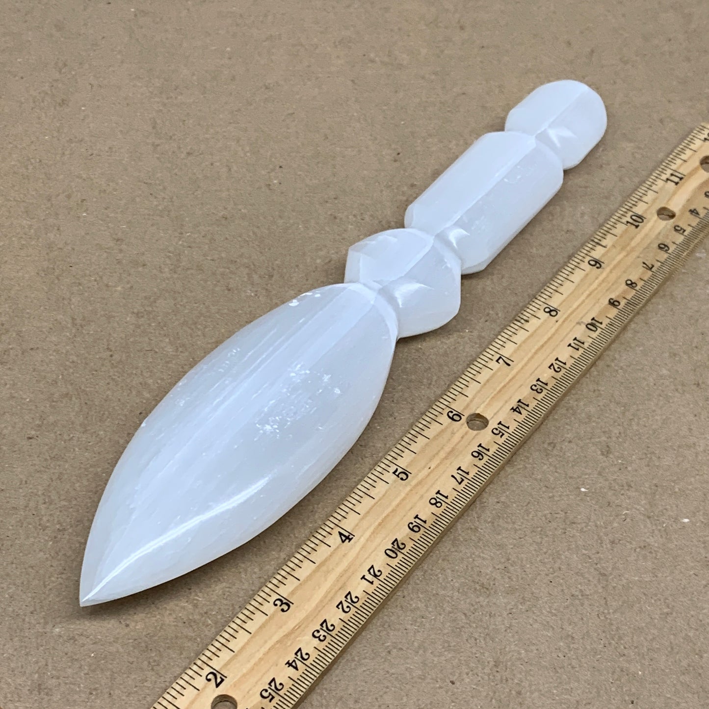 0.70 lbs, 9.5"x1.9"x1", Natural Selenite Crystal Dagger (Satin Spar), B36564
