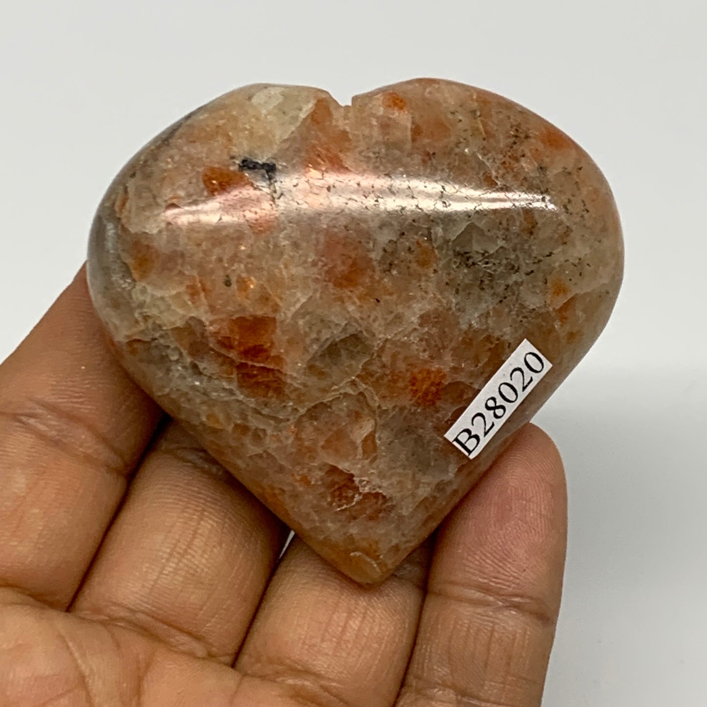 94.8g,2.2"x2.3"x0.9", Sunstone Heart Polished Healing Crystal @India, B28020