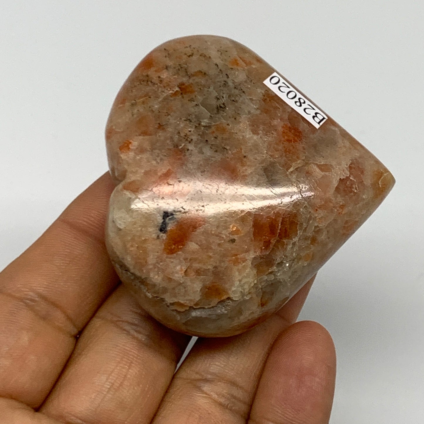 94.8g,2.2"x2.3"x0.9", Sunstone Heart Polished Healing Crystal @India, B28020