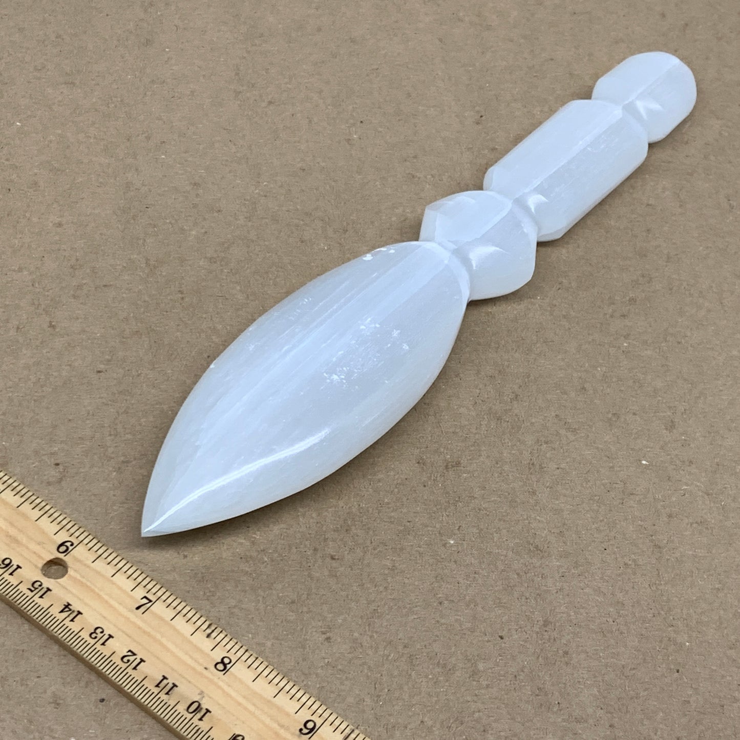 0.70 lbs, 9.5"x1.9"x1", Natural Selenite Crystal Dagger (Satin Spar), B36564