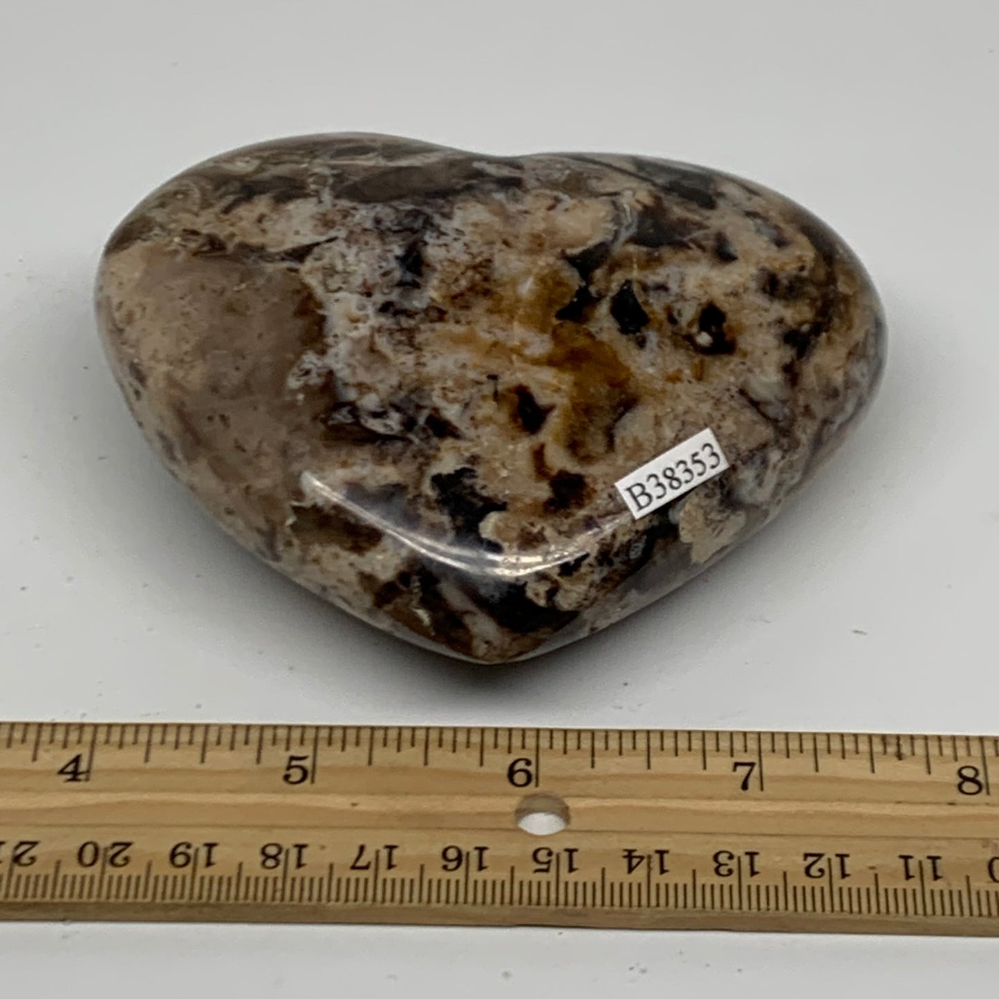 0.69 lbs, 3.2"x3.9"x1.5" Ocean Jasper Heart Polished Healing Crystal, B38353