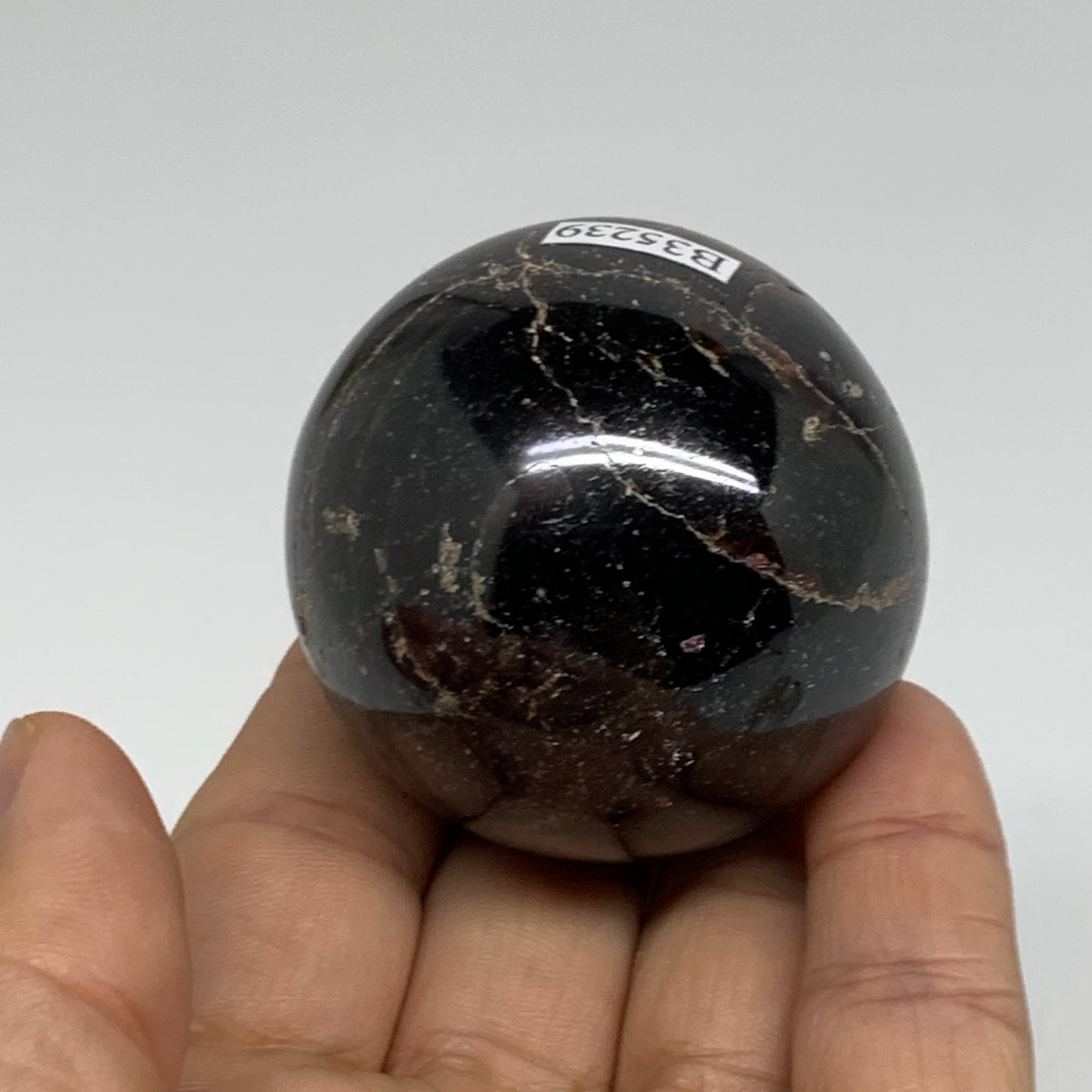 238.3g, 1.9"(48mm), Natural Red Garnet Sphere Ball Gemstone Polished, B35239