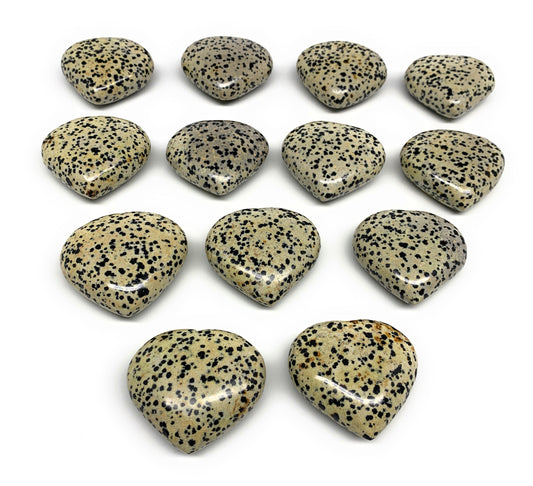 2.2 lbs (1000 Grams),1.9"-2", 13pcs, Dalmatian Jasper Heart Gemstone, B29563