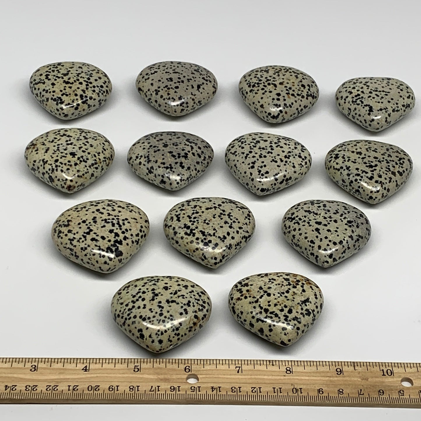 2.2 lbs (1000 Grams),1.9"-2", 13pcs, Dalmatian Jasper Heart Gemstone, B29563