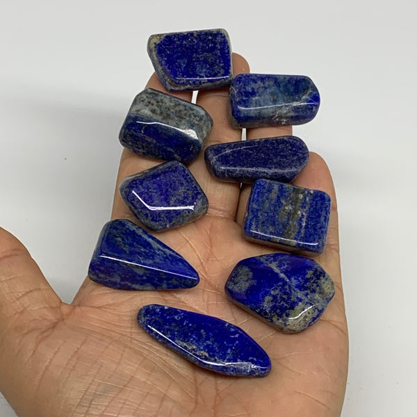 124g,0.9"-1.6", 9pcs, Natural Lapis Lazuli Tumbled Stone @Afghanistan, B30298
