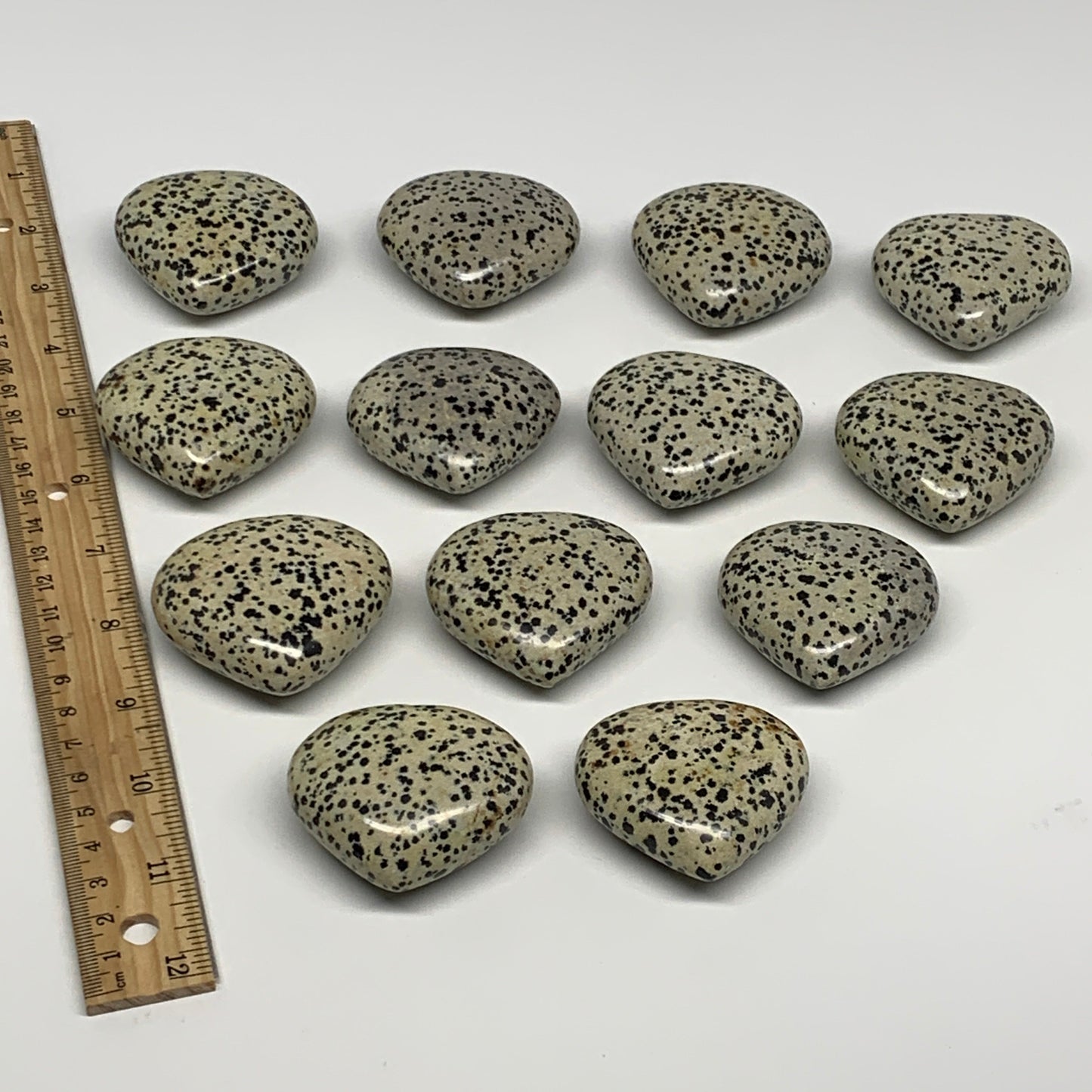2.2 lbs (1000 Grams),1.9"-2", 13pcs, Dalmatian Jasper Heart Gemstone, B29563