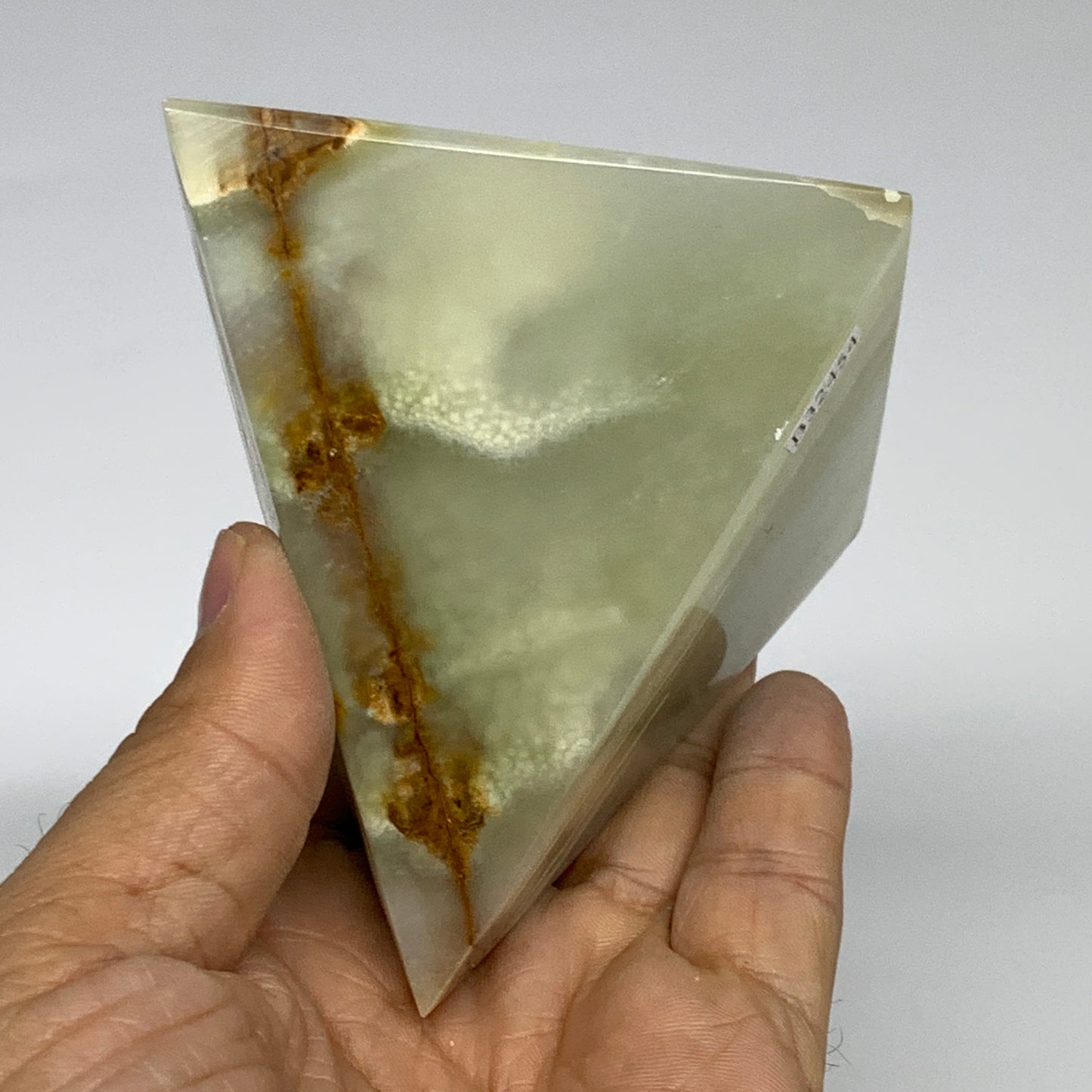 0.92 lbs, 3"x2.9"x2.9", Green Onyx Pyramid Gemstone Crystal, B32454