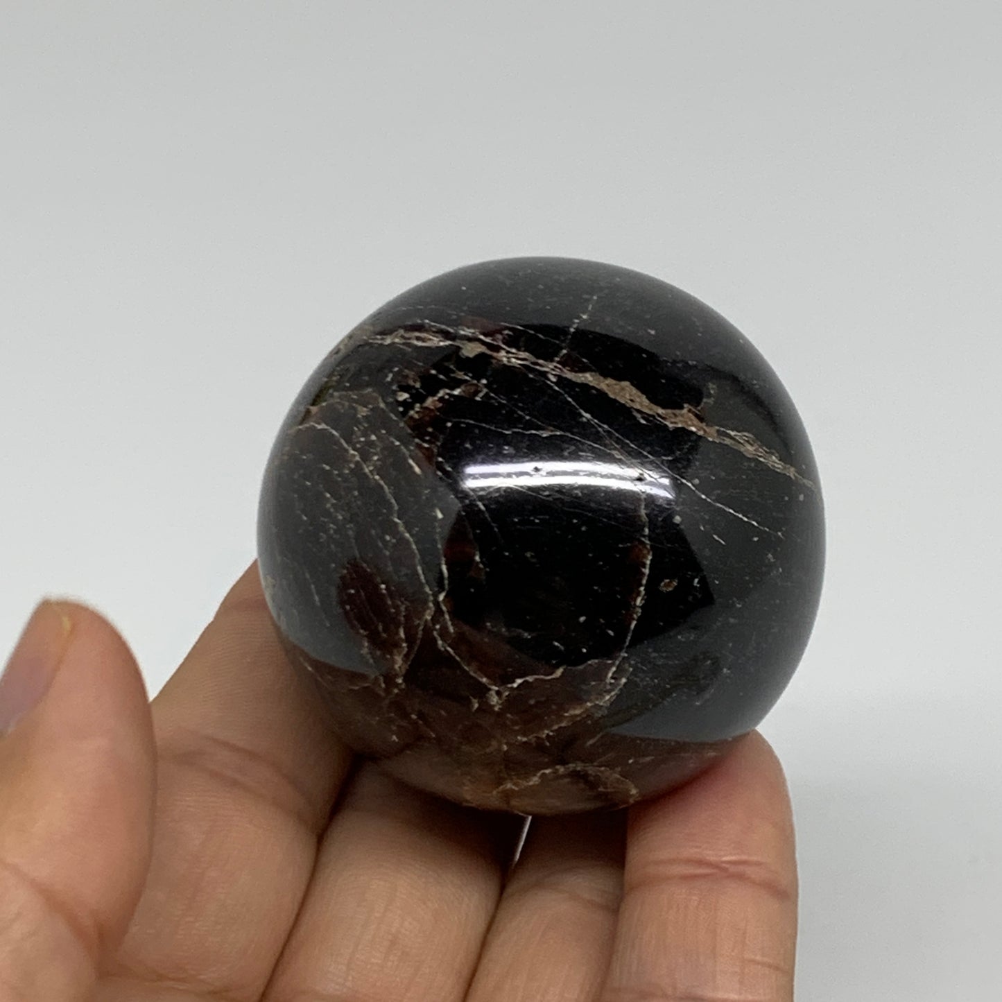 238.3g, 1.9"(48mm), Natural Red Garnet Sphere Ball Gemstone Polished, B35239