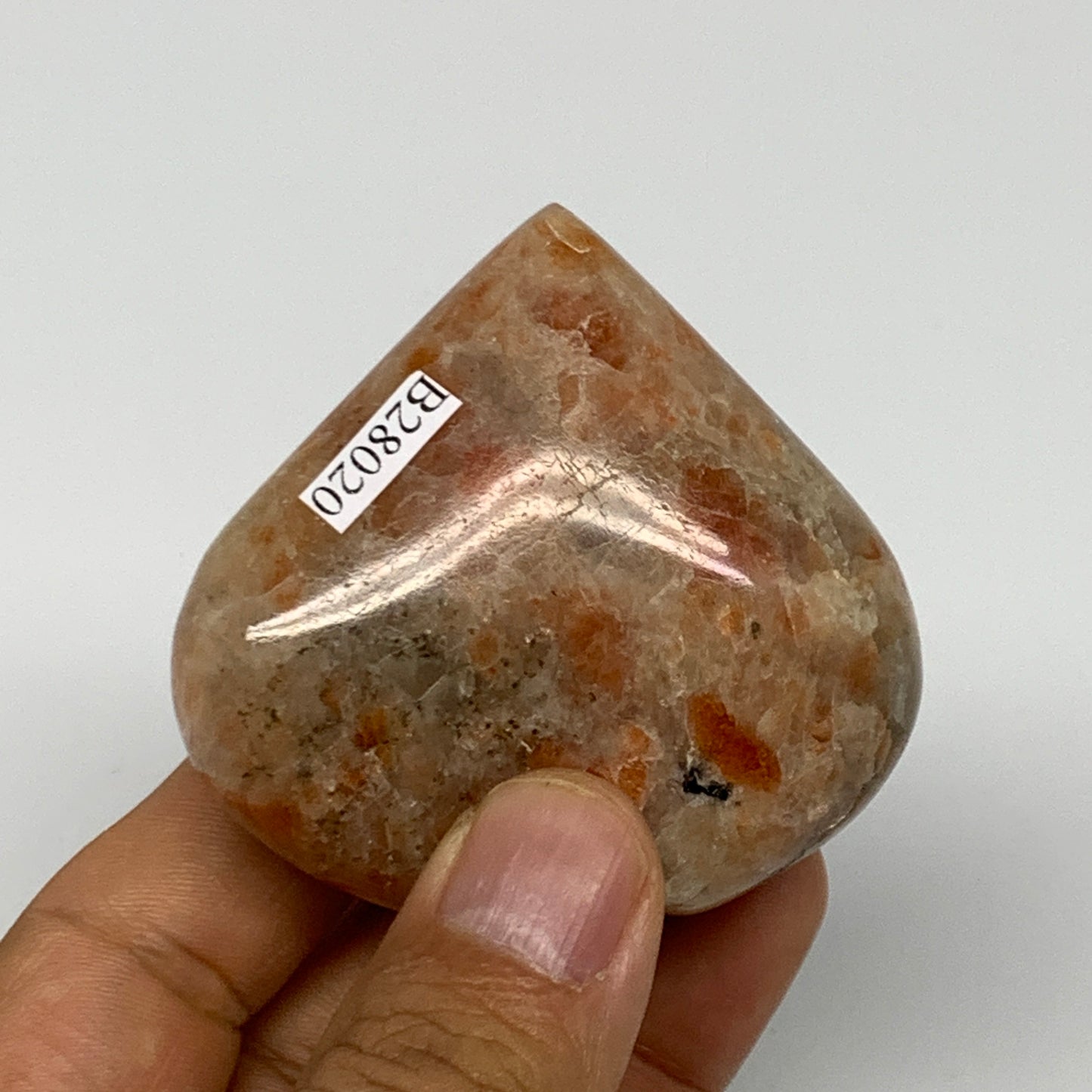 94.8g,2.2"x2.3"x0.9", Sunstone Heart Polished Healing Crystal @India, B28020