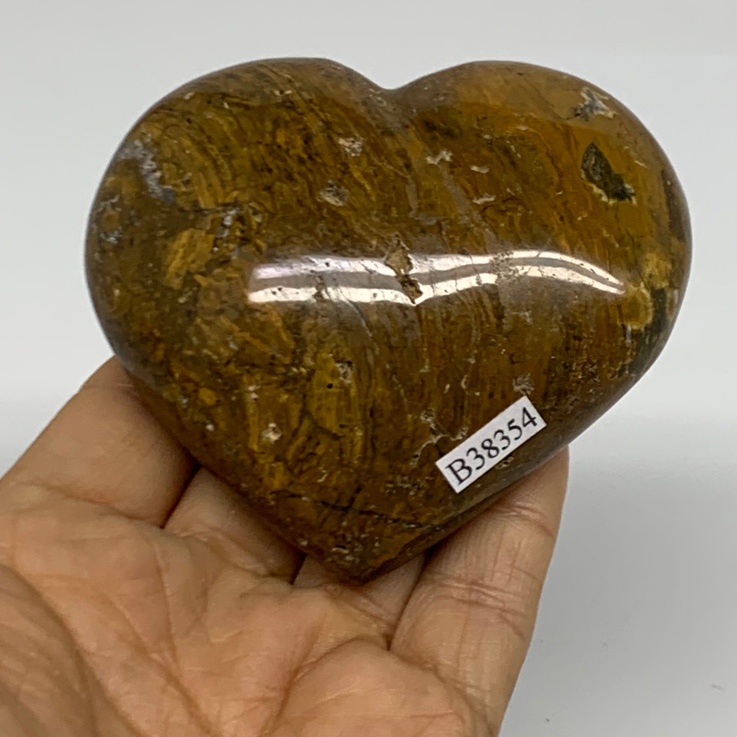 0.51 lbs, 2.9"x3.2"x1.3" Ocean Jasper Heart Polished Healing Crystal, B38354