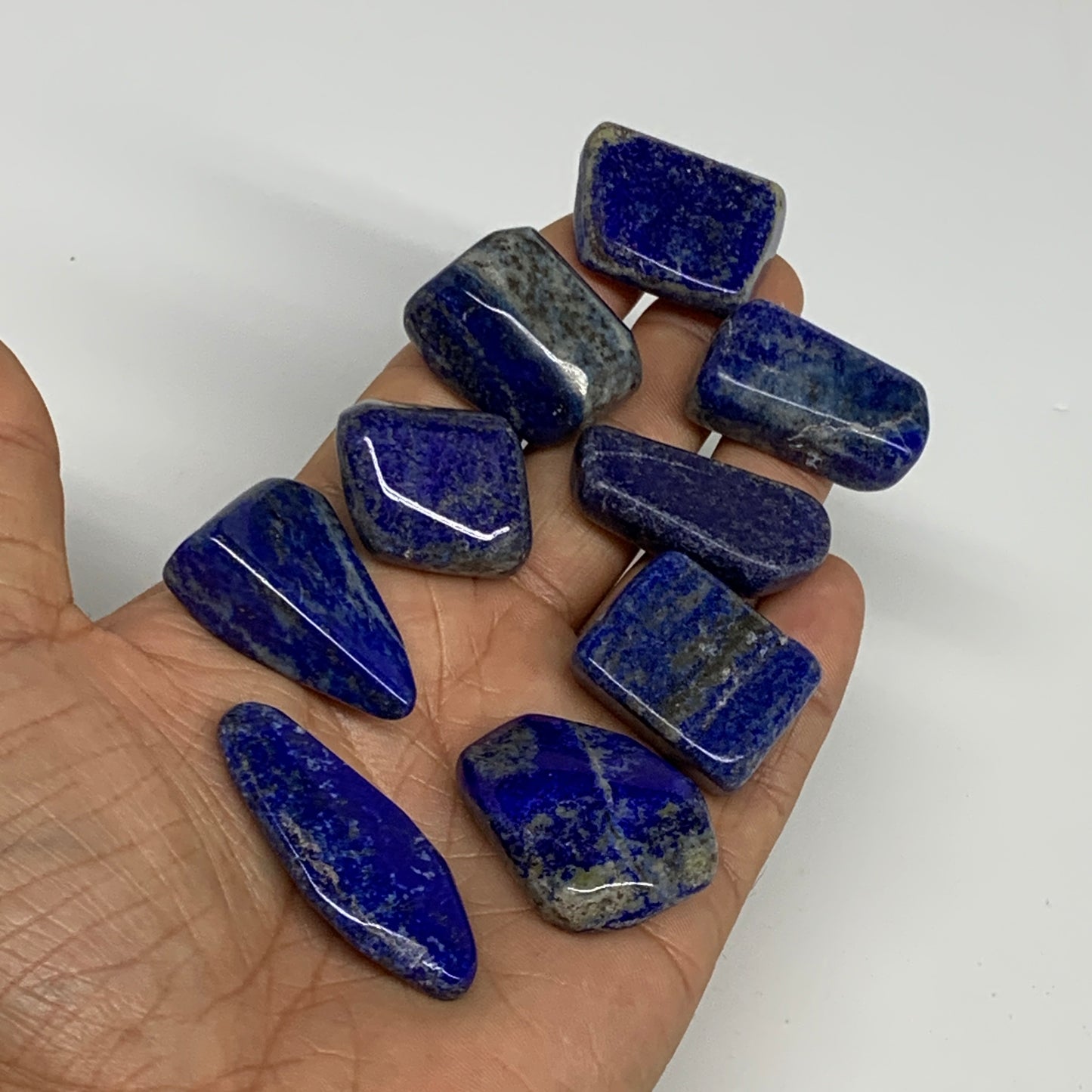 124g,0.9"-1.6", 9pcs, Natural Lapis Lazuli Tumbled Stone @Afghanistan, B30298